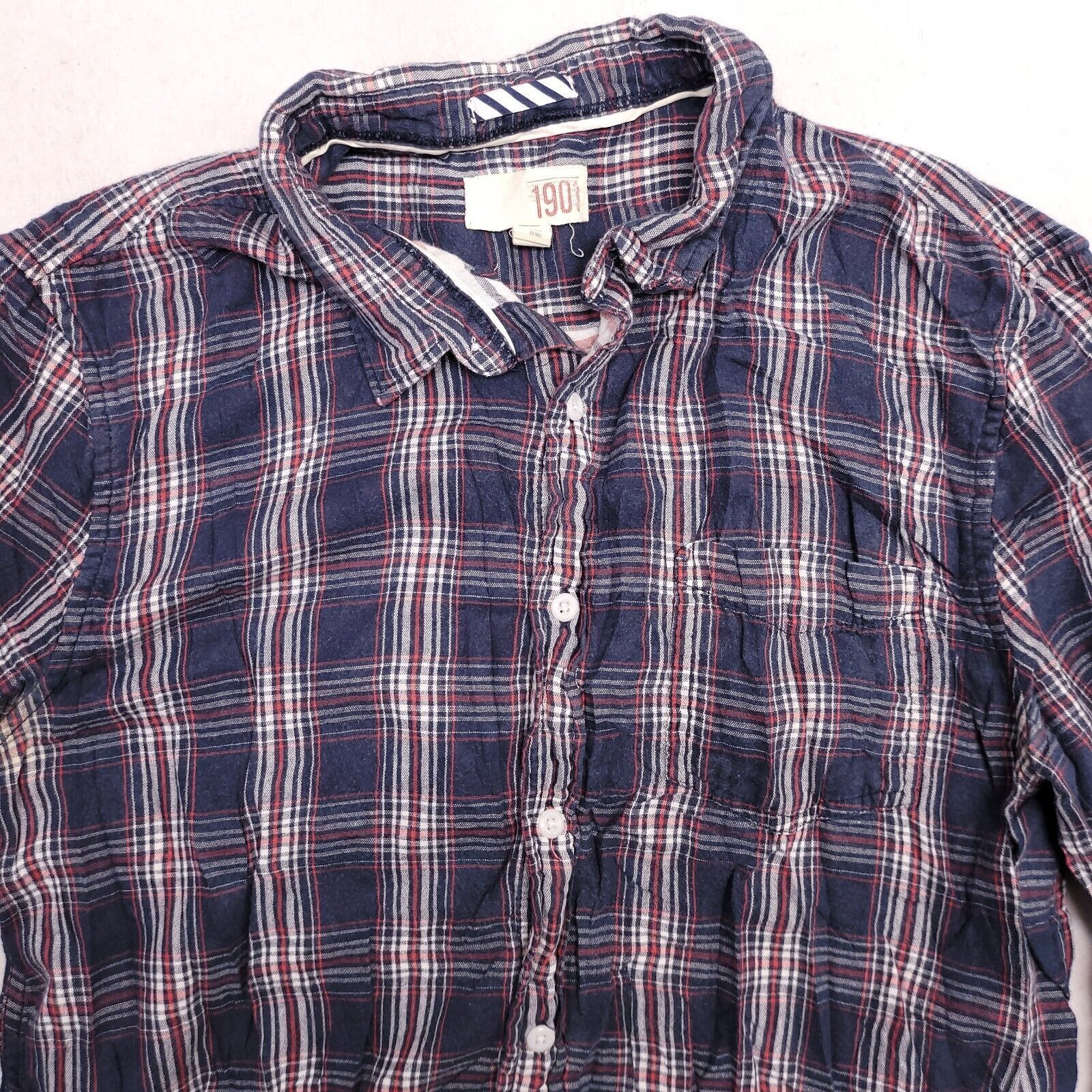 1901 1901 Tartan Flannel Shirt Mens Size Large L Blue Red White Size US L / EU 52-54 / 3 - 1 Thumbnail