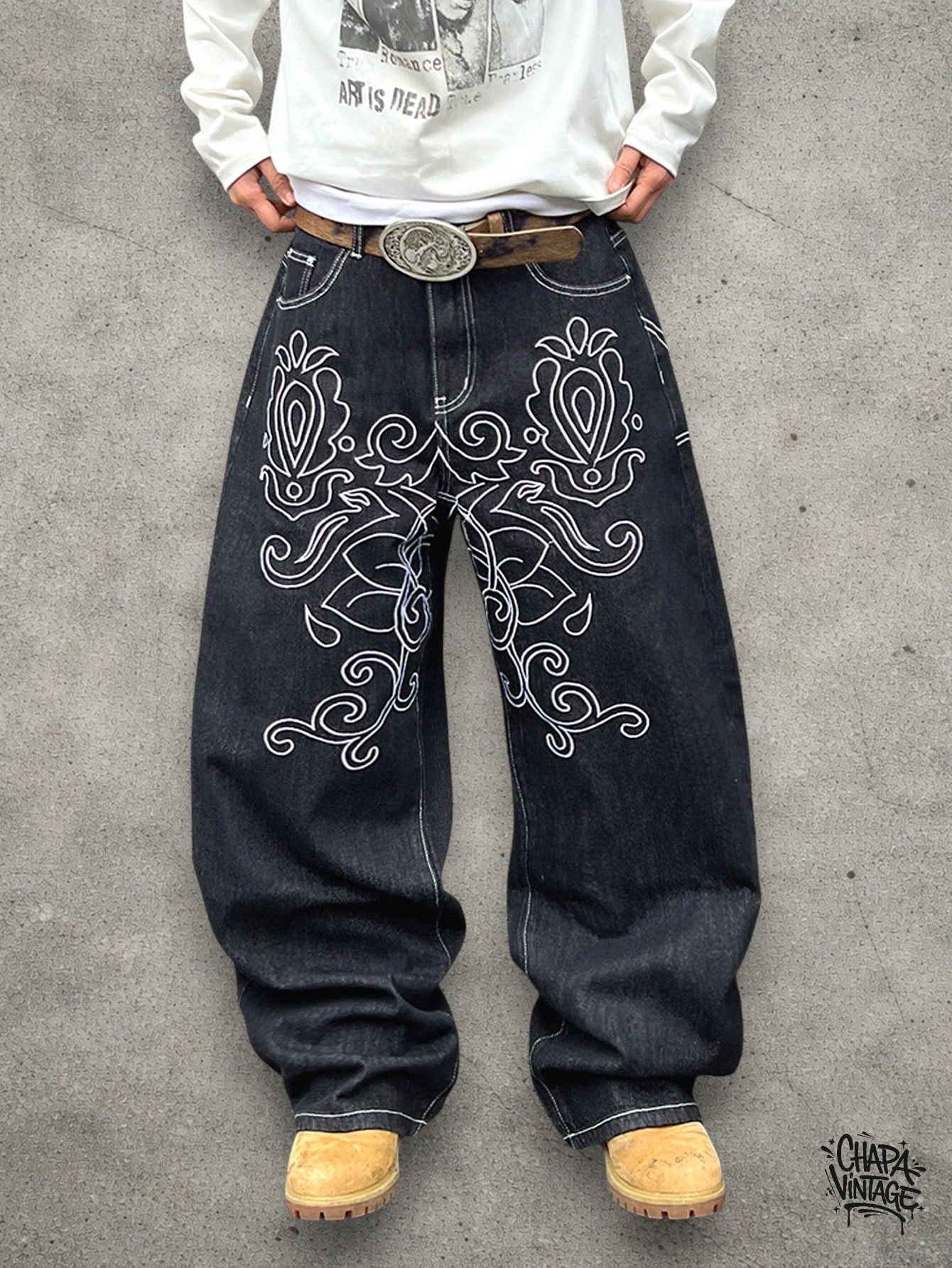 Japanese Brand Baggy graphic jeans Size US 32 / EU 48 - 4 Thumbnail