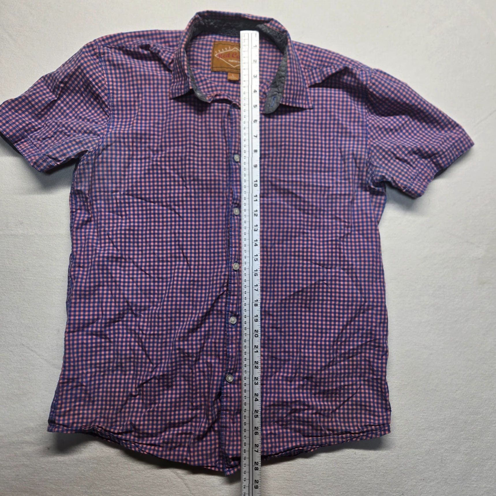 Camel Red Camel Shirt - Button-Up - Men - L - Red - Short Sleeve - Check - Cotton - VINTAGE? No Size US L / EU 52-54 / 3 - 5 Thumbnail