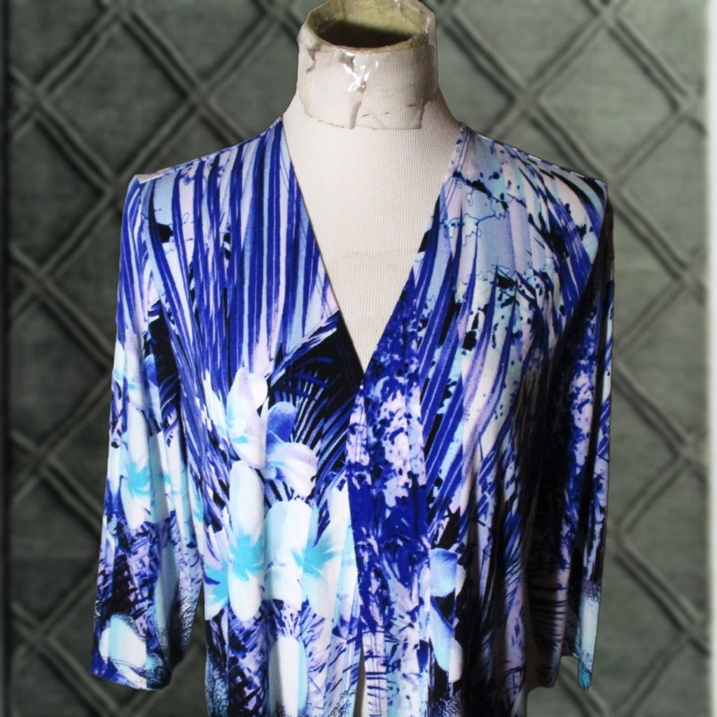 Vintage EASYWEAR by Chico's Blue 3/4 Sleeve Cardigan Wrap Sweater Size 1 Women Size XS / US 0-2 / IT 36-38 - 1 Thumbnail