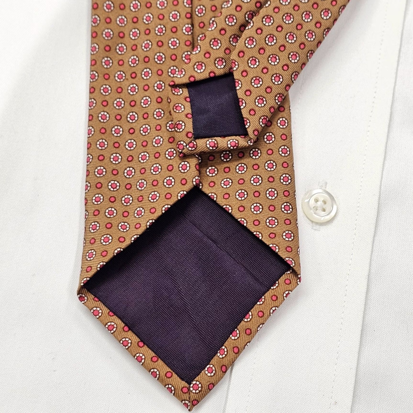 Polo Ralph Lauren VINTAGE Polo Ralph Lauren Necktie Mens Copper Geometric Red Polk Dots Silk Tie Size US M / EU 48-50 / 2 - 4 Thumbnail