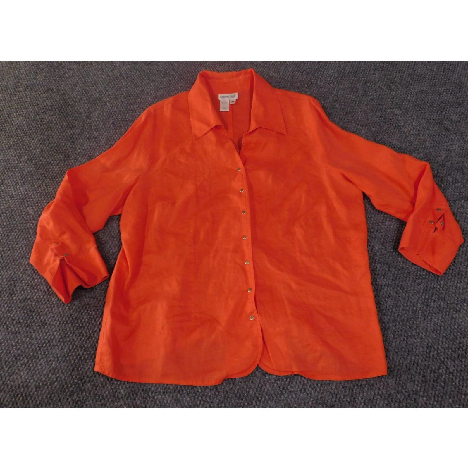 Coldwater Creek Coldwater Creek Shirt Womens 2XL Orange 100% Ramie Button Front 3/4 Sleeve Top Size XXL / US 16-18 / IT 52-54 - 2 Thumbnail