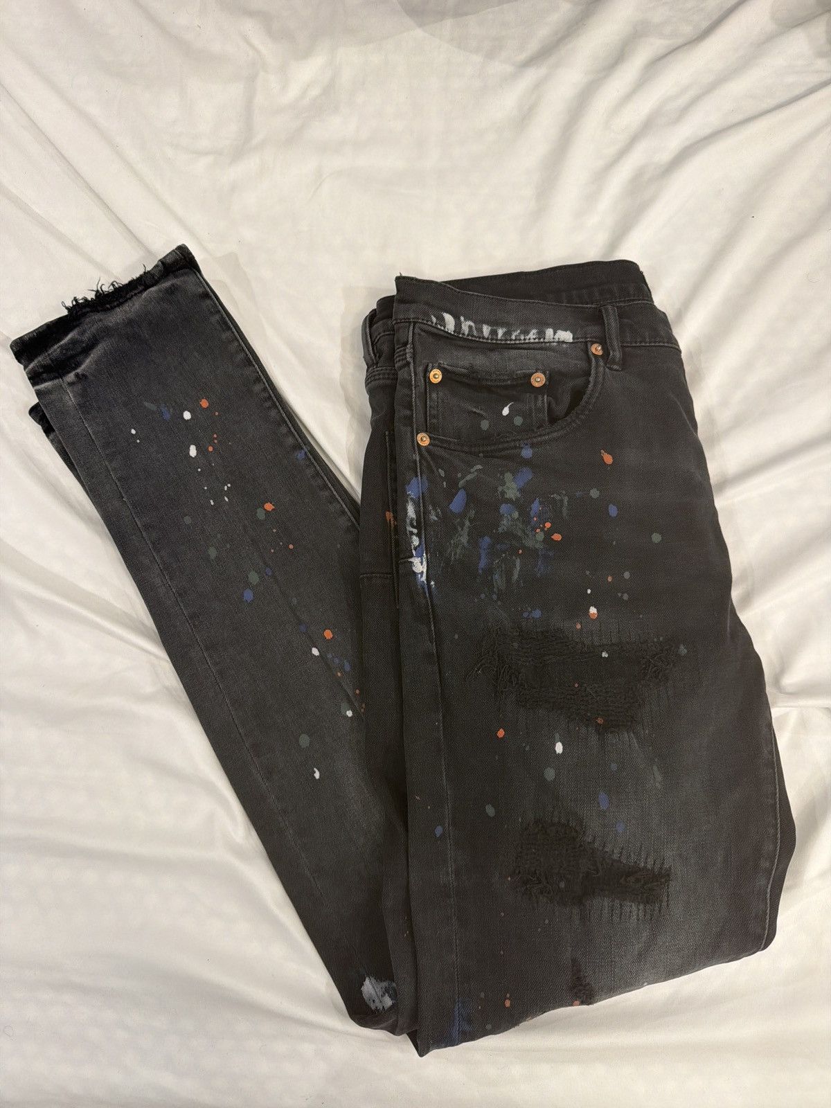 Purple Brand Purple Brand Paint Splatter Jeans – Black – Size 34 Size US 34 / EU 50 - 3 Thumbnail