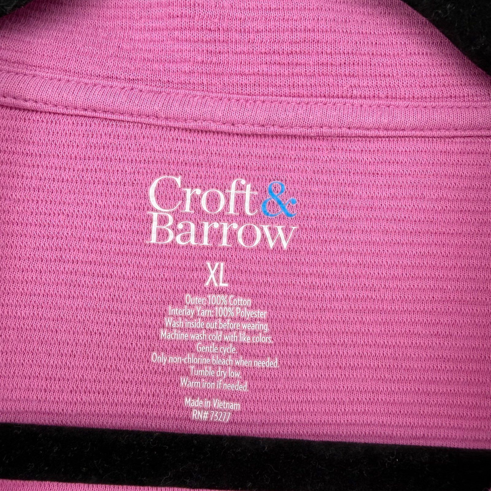 Croft & Barrow Women's Croft & Barrow Open Collar Pink Cotton Pullover XL Size XL / US 12-14 / IT 48-50 - 3 Thumbnail