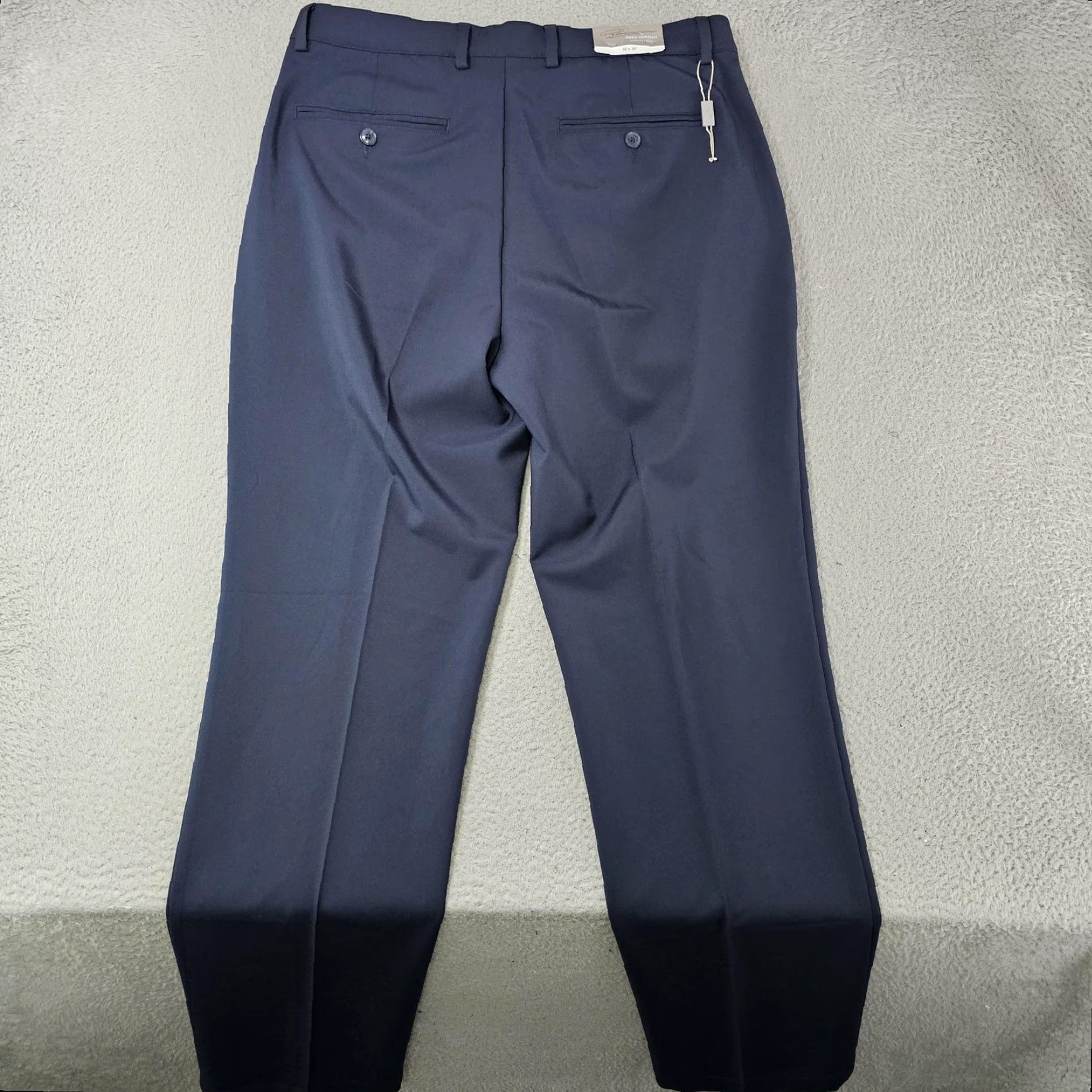 Vintage Greg Norman Mens Dress Pants 33x32 Blue Flat Front Stretch Business Casual 90% Polyester 10% Spandex Size US 32 / EU 48 - 7 Thumbnail