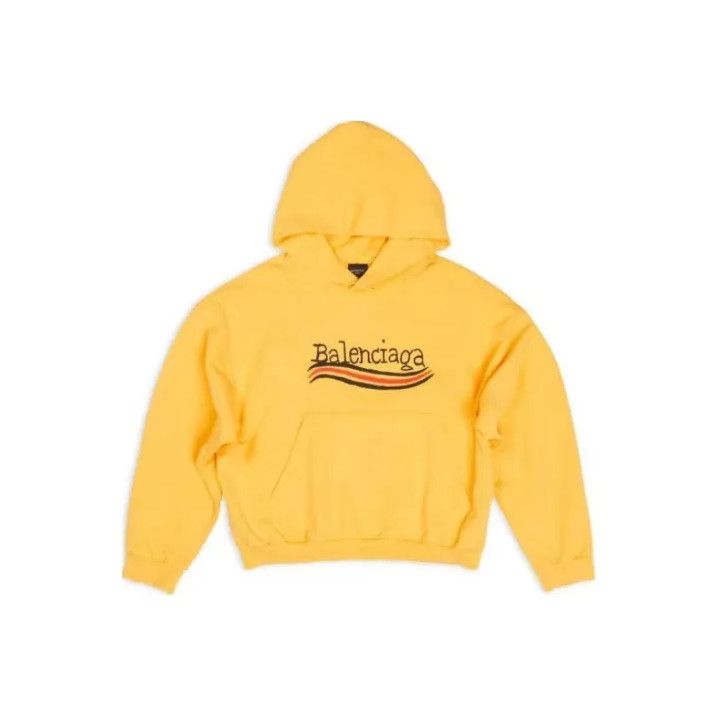 Balenciaga Balenciaga Yellow Logo Print Hooded Sweatshirt Size US XS / EU 42 / 0 - 1 Thumbnail
