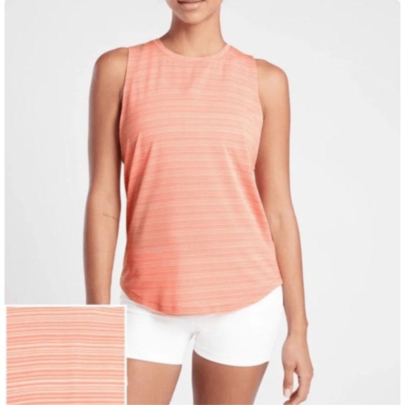 Athleta Athleta Women’s Coral Stripe Cloudlight Muscle Tee - Small Size S / US 4 / IT 40 - 1 Thumbnail