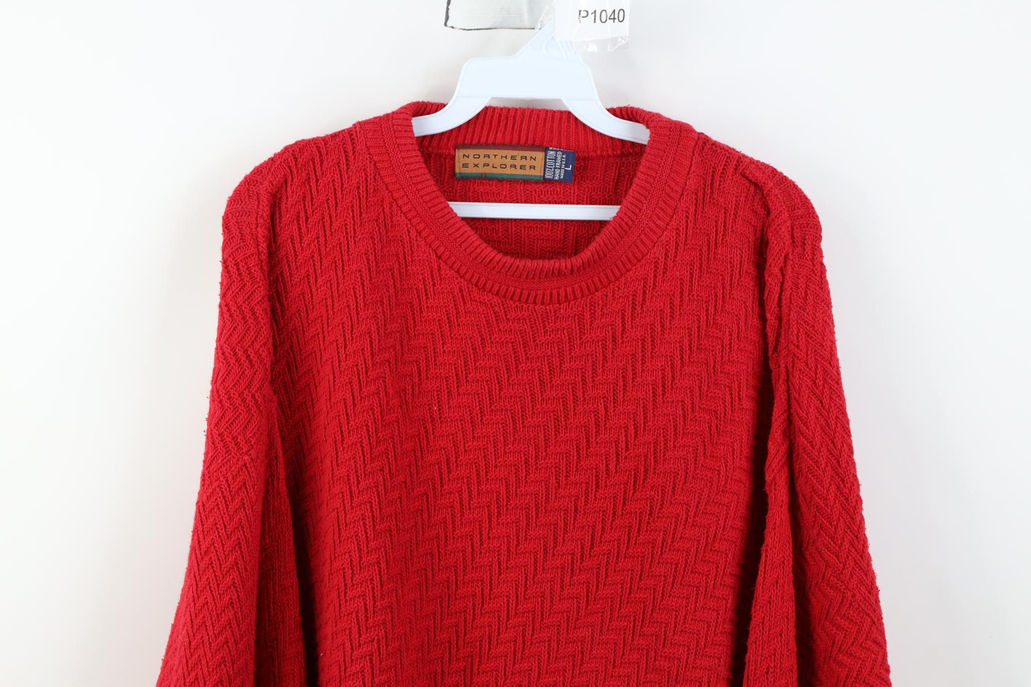 Vintage Vintage 90s Streetwear Zig Zag Hand Framed Cotton Sweater Size US L / EU 52-54 / 3 - 2 Thumbnail