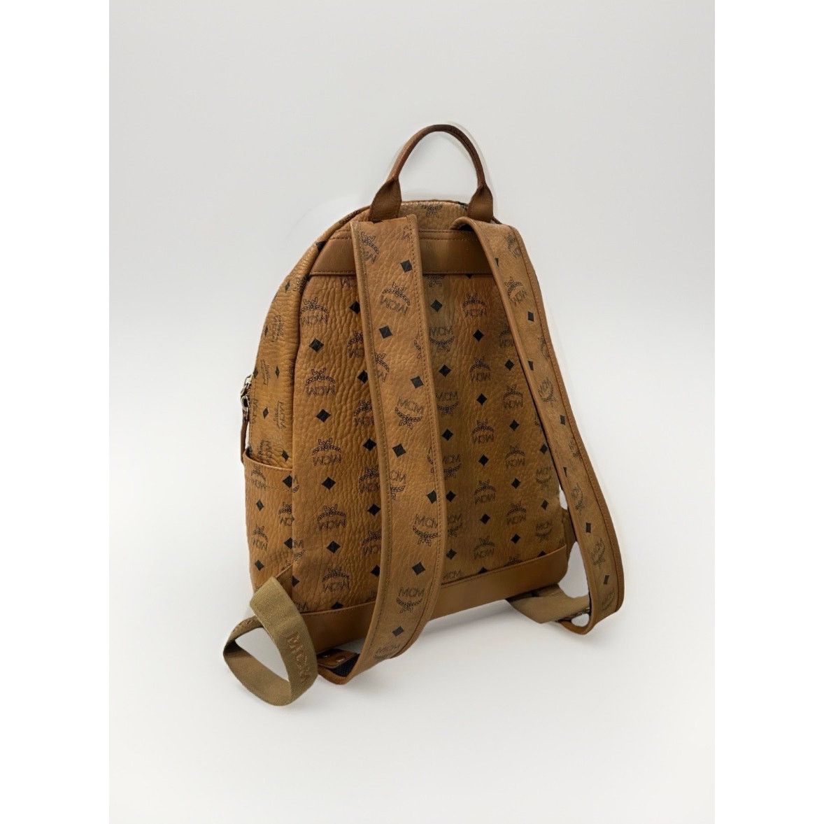MCM Authenticated MCM Stark Visetos Cognac Medium Backpack Brown Size ONE SIZE - 3 Thumbnail