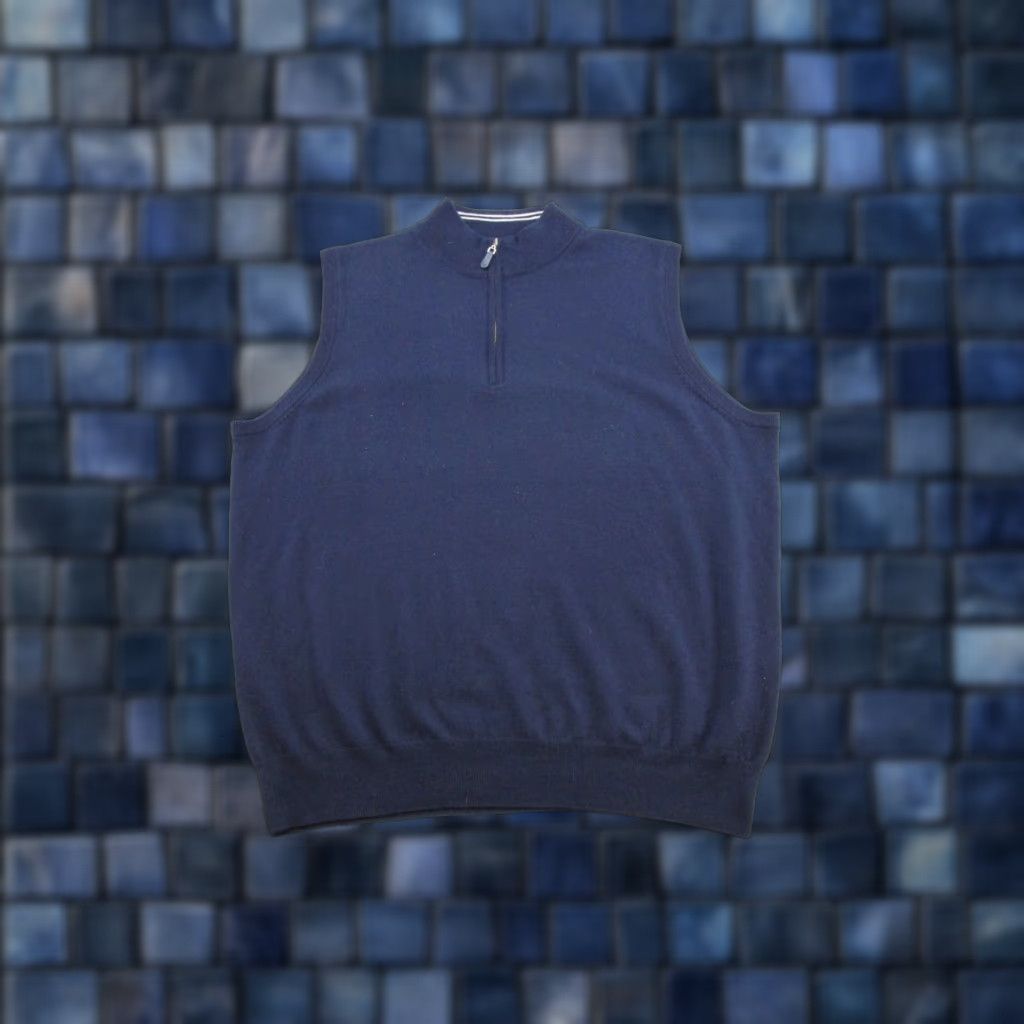 Peter Millar Peter Millar Vest 1/4 Zip Wool Blue Men’s XL Vest Size US XL / EU 56 / 4 - 1 Thumbnail