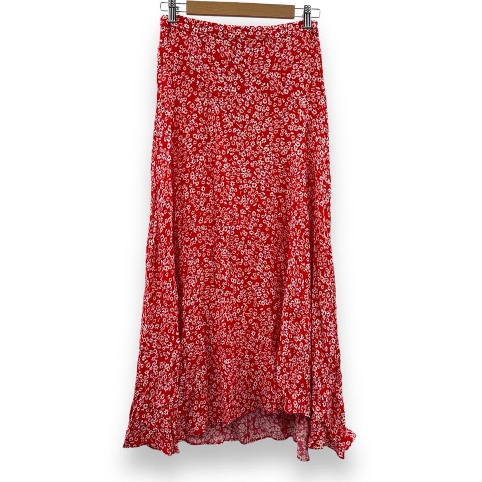 Madewell Madewell Midi Slip Side Slit Skirt in Red & White Floral XS Size 24" / US 00 / IT 34 - 3 Thumbnail