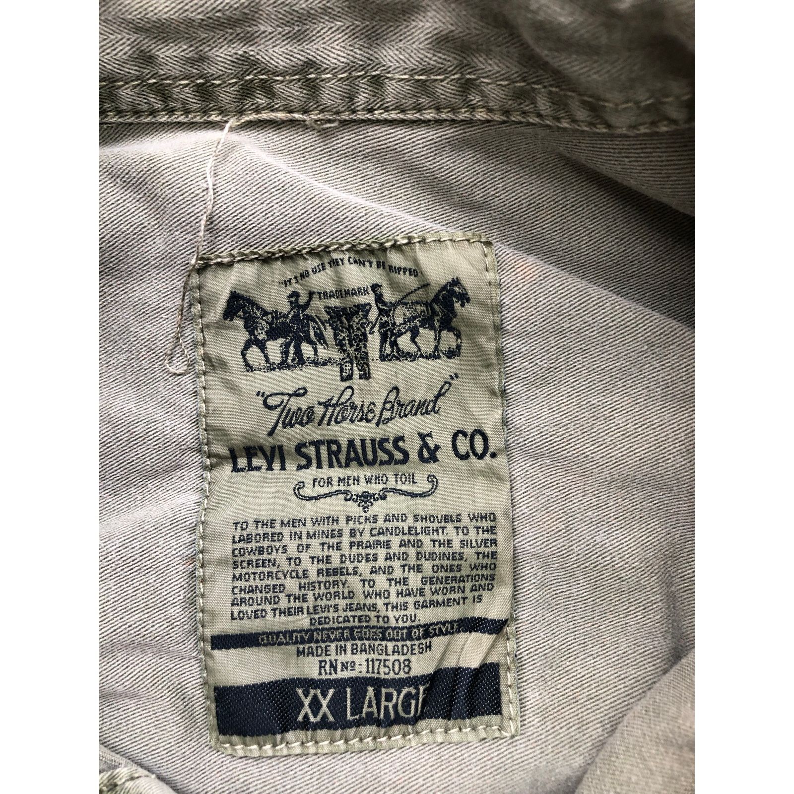 Levi's Levis Heavy Twill Work Long Sleeve Button Up Shirt Mens 2XL Size US XXL / EU 58 / 5 - 3 Thumbnail