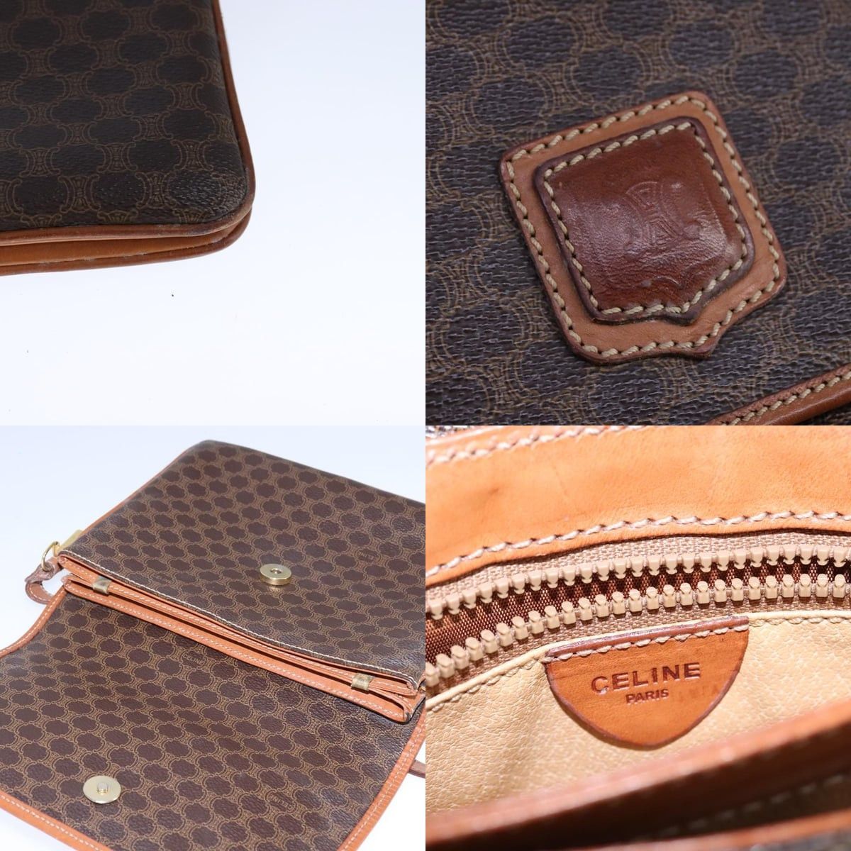 Celine CELINE Macadam Canvas Shoulder Bag Pvc Leather Brown Size ONE SIZE - 11 Thumbnail