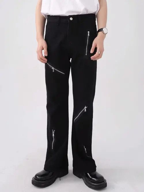 Designer × Vintage Black Zip Punk Pants Size US 32 / EU 48 - 1 Thumbnail
