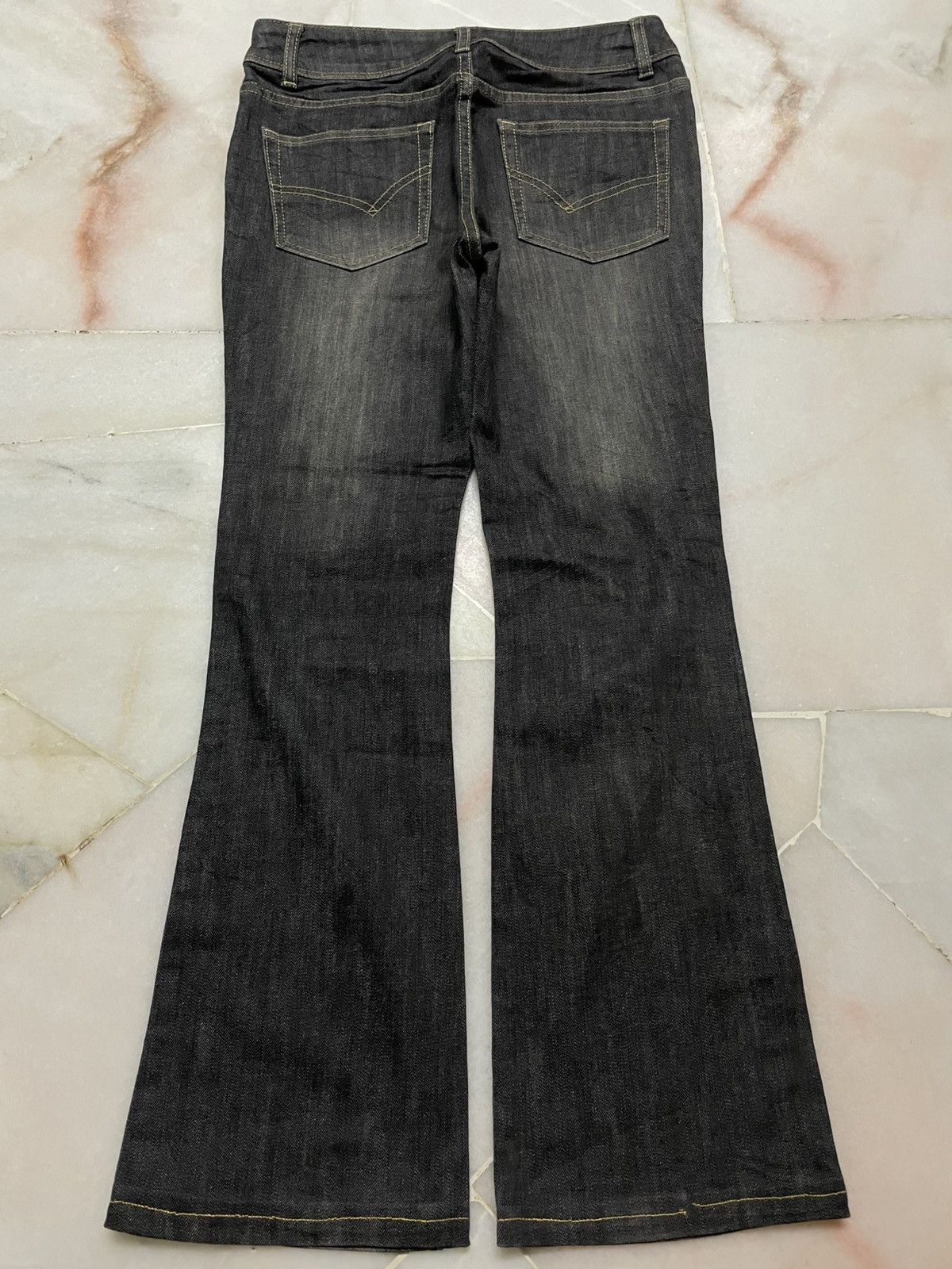 Vintage 💥Flared💥Japanese Sand Washed Bootcut Jeans Streetwear Style Size 28" / US 6 / IT 42 - 7 Thumbnail