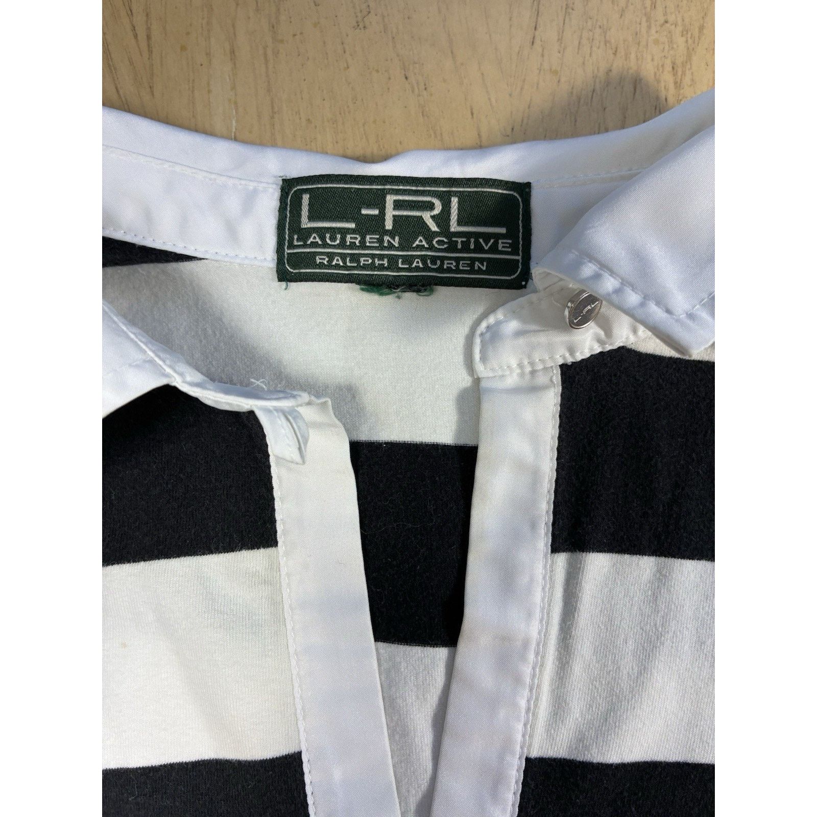 Lauren Ralph Lauren Polo Ralph Lauren Woman L White and Black Striped Polo 90s Size L / US 10 / IT 46 - 5 Thumbnail