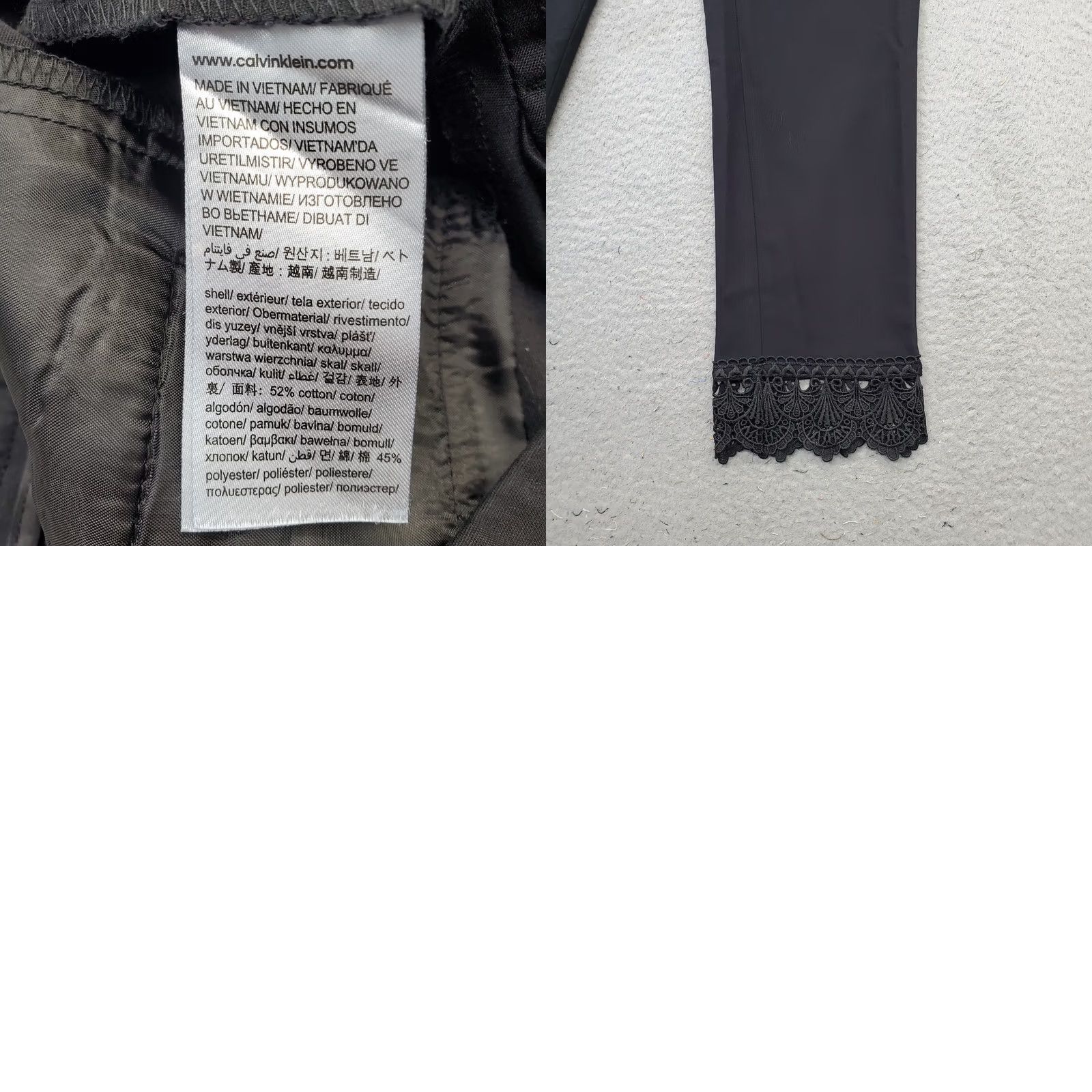 Calvin Klein Calvin Klein Womens Pants 4 Black Ankle Flat Front High Waist Lace Embroidery Hem Straight Fast Shipping Size 27" / US 4 / IT 40 - 8 Thumbnail