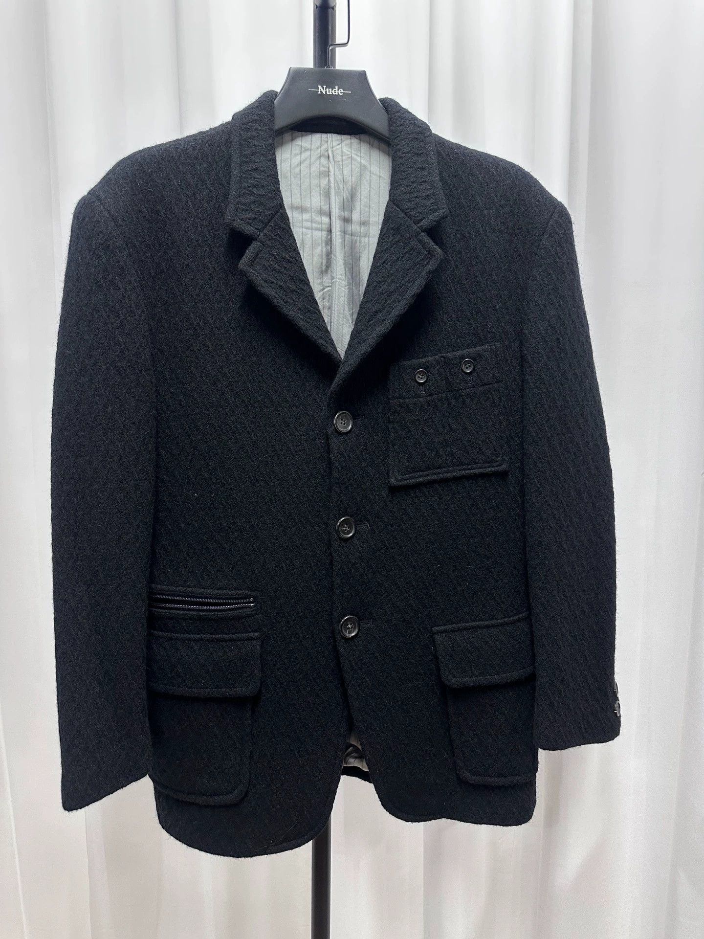 Yohji Yamamoto Yohji Yamamoto LQ Men Pkt Wool Blazer Diamond Textured Size US L / EU 52-54 / 3 - 1 Thumbnail