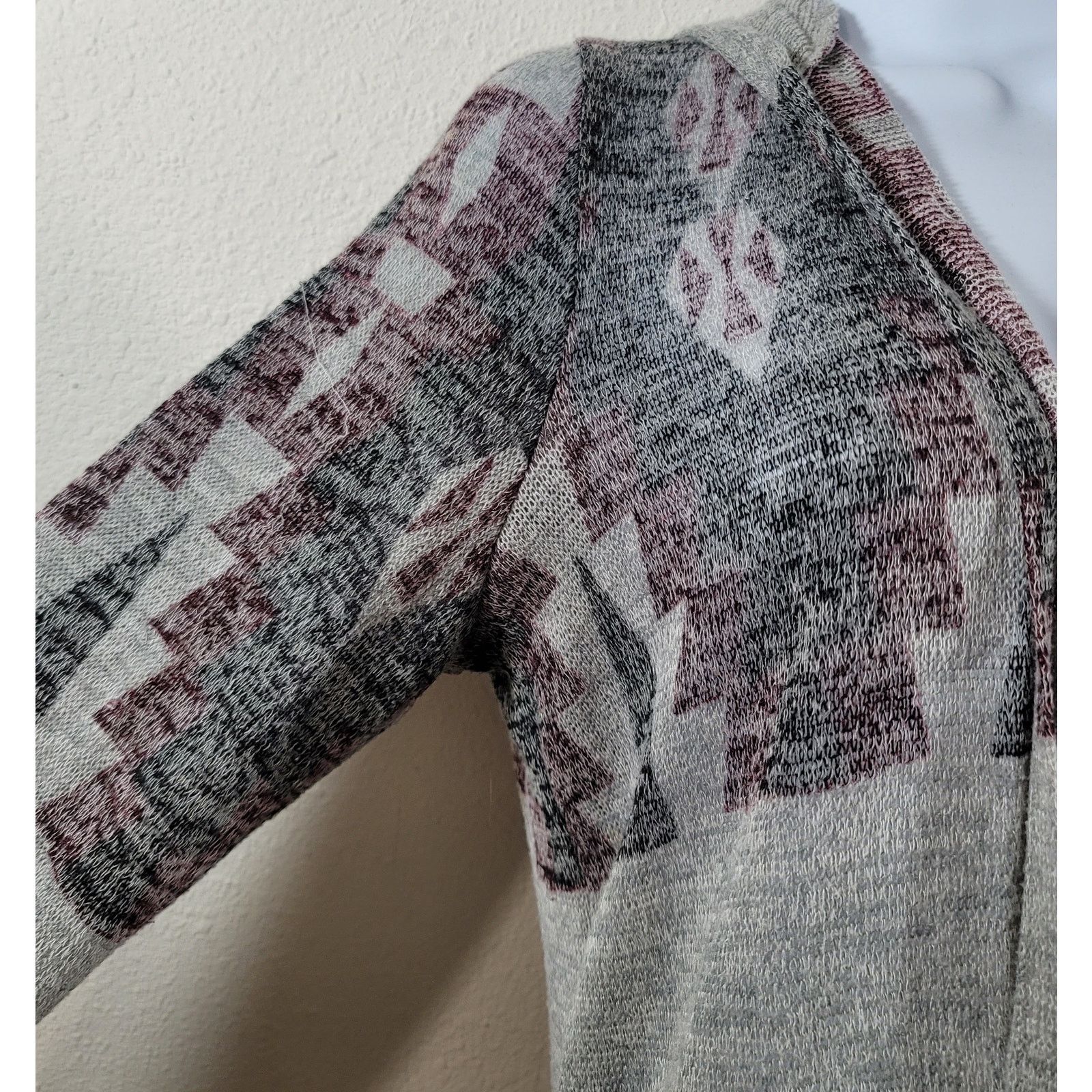Other It's Our Time Gray Burgundy Black Hooded Coatigan Large Size L / US 10 / IT 46 - 5 Thumbnail
