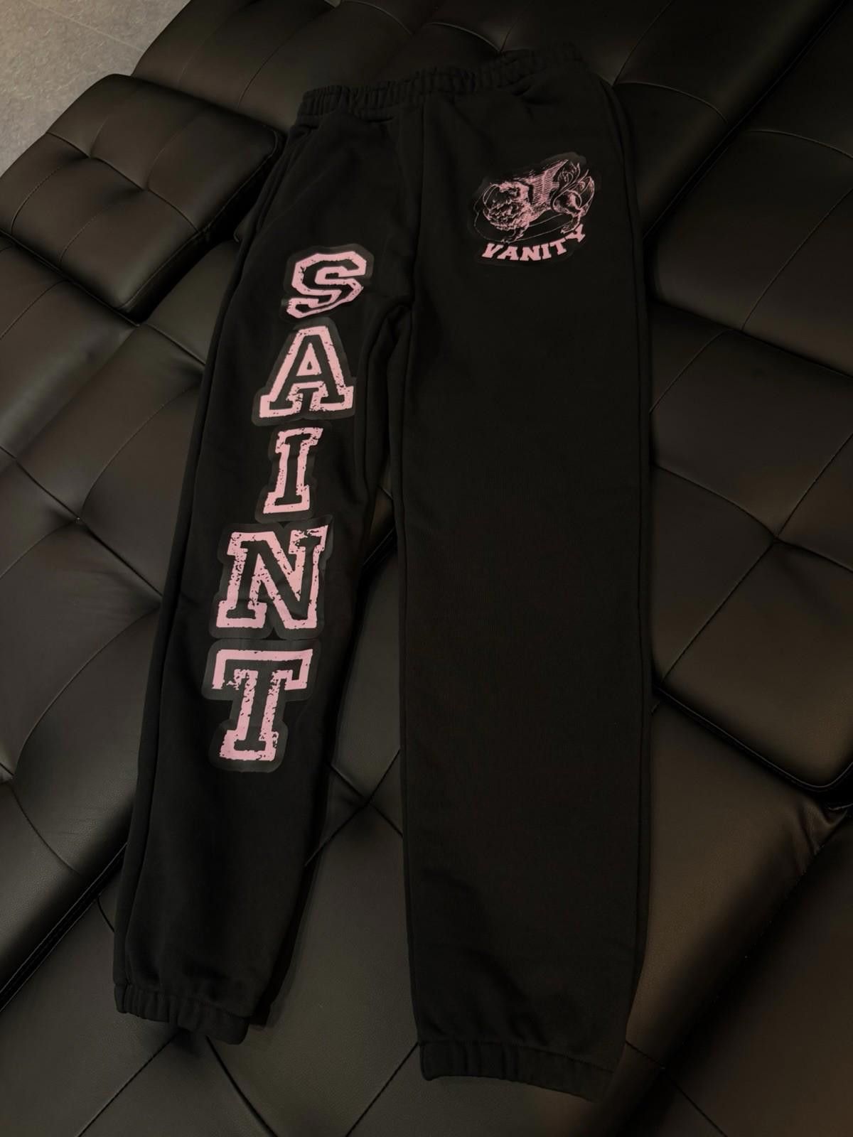 Saint Vanity Size M - Saint Vanity Varsity Sweatpants Black Pink NEW 2025 Size US 32 / EU 48 - 1 Thumbnail