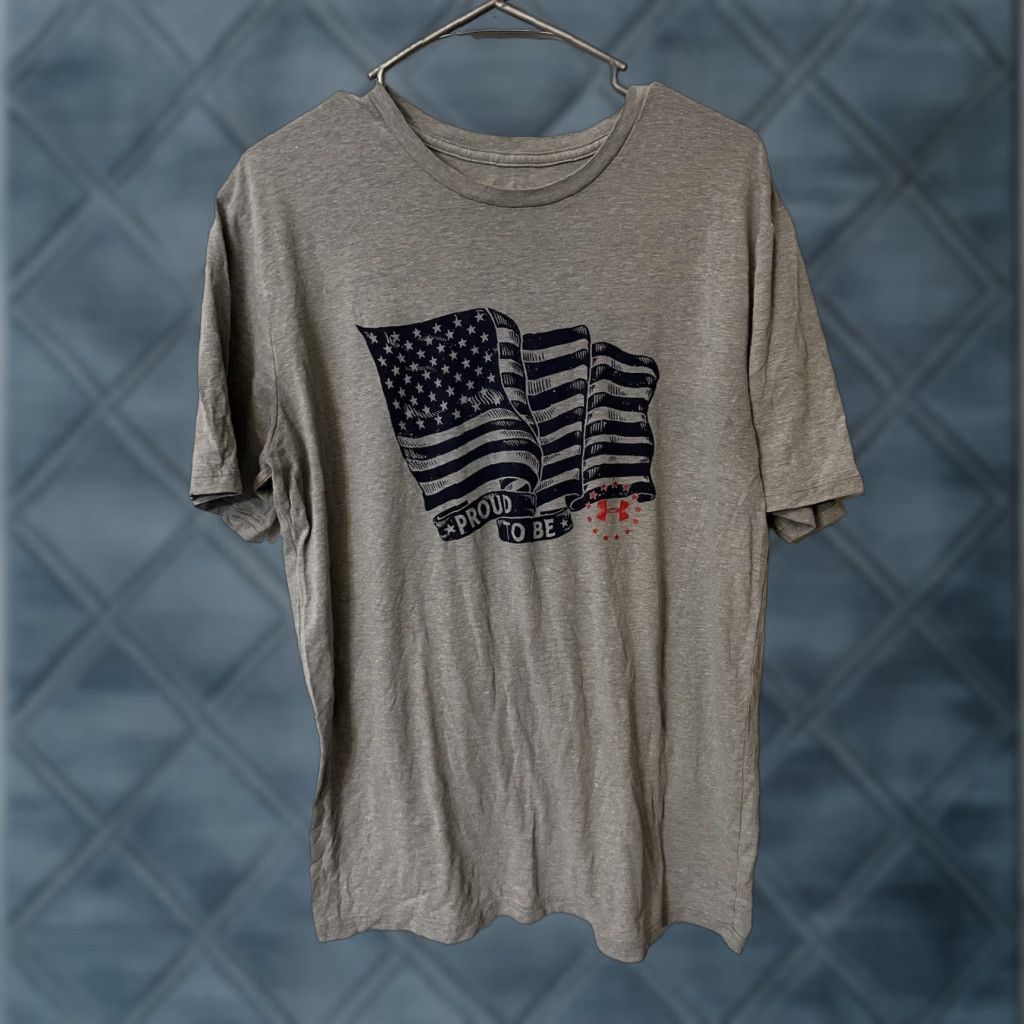 Under Armour Under Armour T-Shirt Mens Medium Short Sleeve Gray Crew Neck USA Flag Graphic Logo Sports Modern Regular Cotton Size US M / EU 48-50 / 2 - 1 Thumbnail