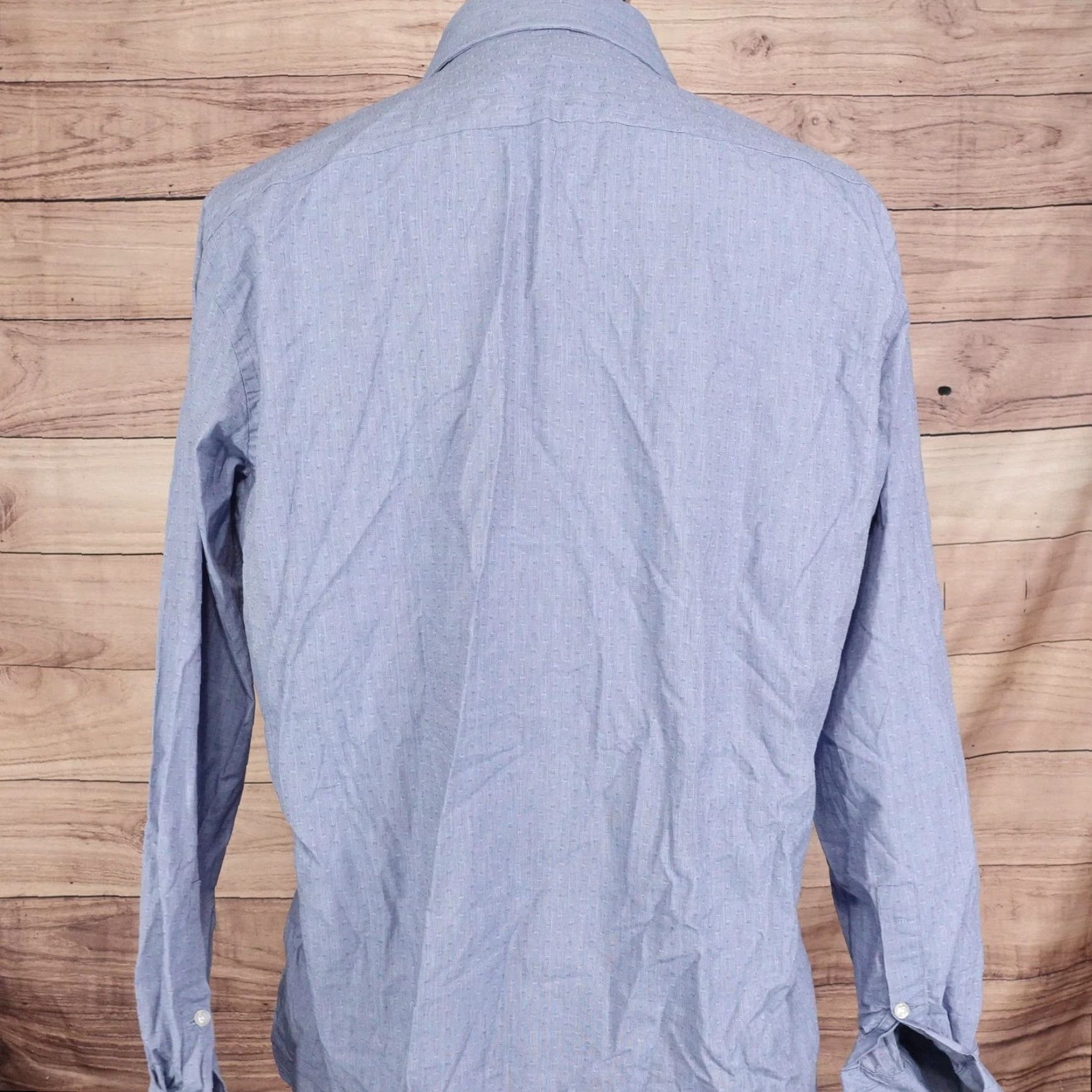 Michael Kors Michael Kors Dress Shirt Mens XL 17 34/35 Blue Geometric Slim Fit Long Sleeve Shirt Size 46R - 4 Thumbnail