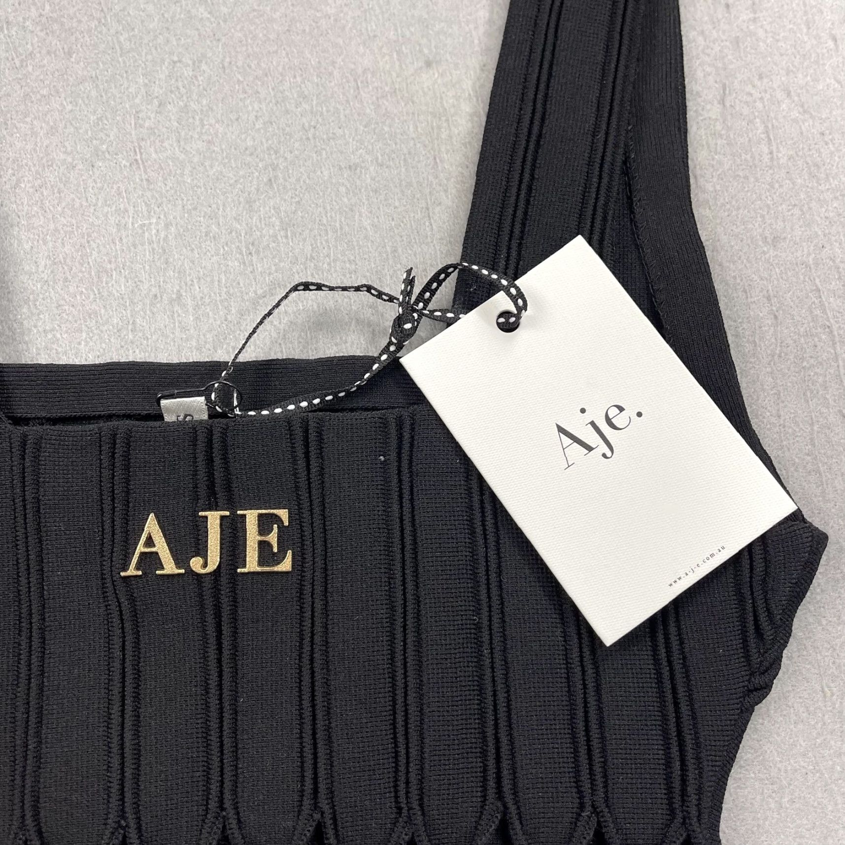 Aje Aje Ney Diamond Cut Out Knit Crop Tank Womens XS Black Square Neck Top Size XS / US 0-2 / IT 36-38 - 3 Thumbnail