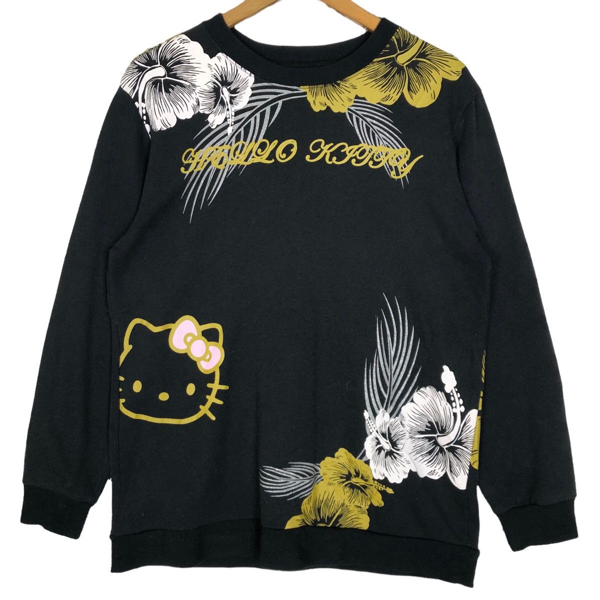 image of Vintage Hello Kitty Crewneck Sweatshirt Big Logo Sweater in Black, Men's (Size Small)