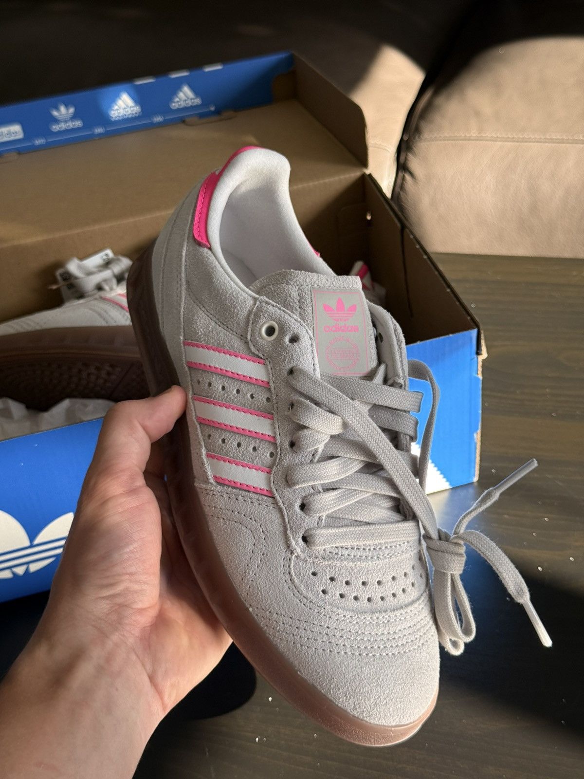 Adidas adidas Handball Originals Gray Lucid Pink Suede Gum JR3656 Size US 7.5 / IT 37.5 - 5 Thumbnail