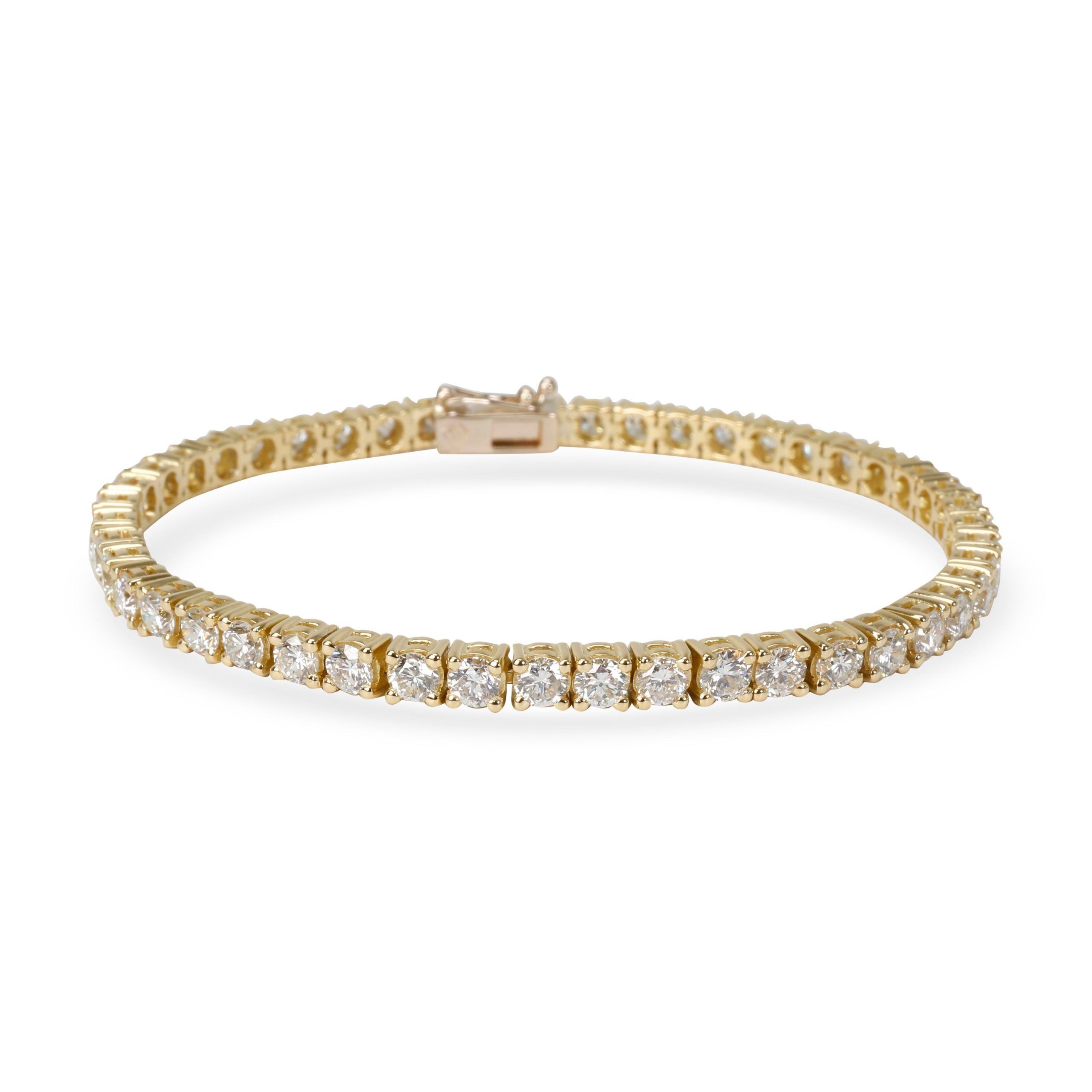 image of Tiffany Co Four Prong Diamond Tennis Bracelet In 18K Yellow Gold (7.50 Ctw), Women's