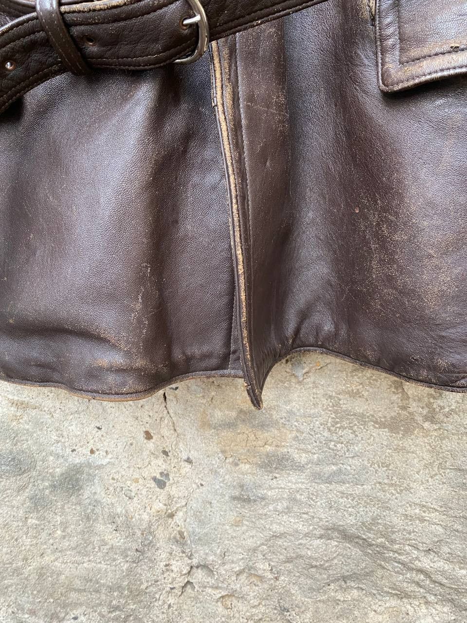 Vintage Retro 30s 40s Brown French BARNSTORMER Leather Coat Size US L / EU 52-54 / 3 - 6 Thumbnail