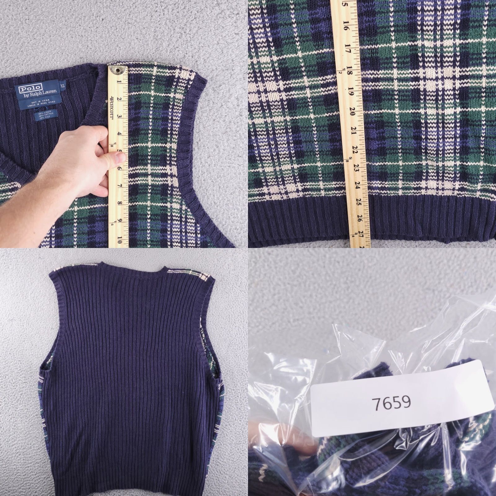 Polo Ralph Lauren VINTAGE Polo Ralph Lauren Vest Sweater Mens XL V-Neck Linen Green Checks Money Vintage Size US XL / EU 56 / 4 - 8 Thumbnail
