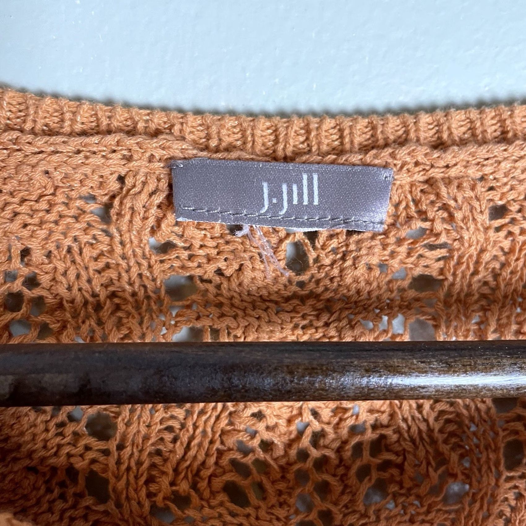 J. Jill J.Jill Sweater Pullover Knit 3/4 Sleeve Open-Knit Lightweight Orange Size S XS Women's Crochet Pullover - 90% Cotton/20% Nylon Size S / US 4 / IT 40 - 4 Thumbnail