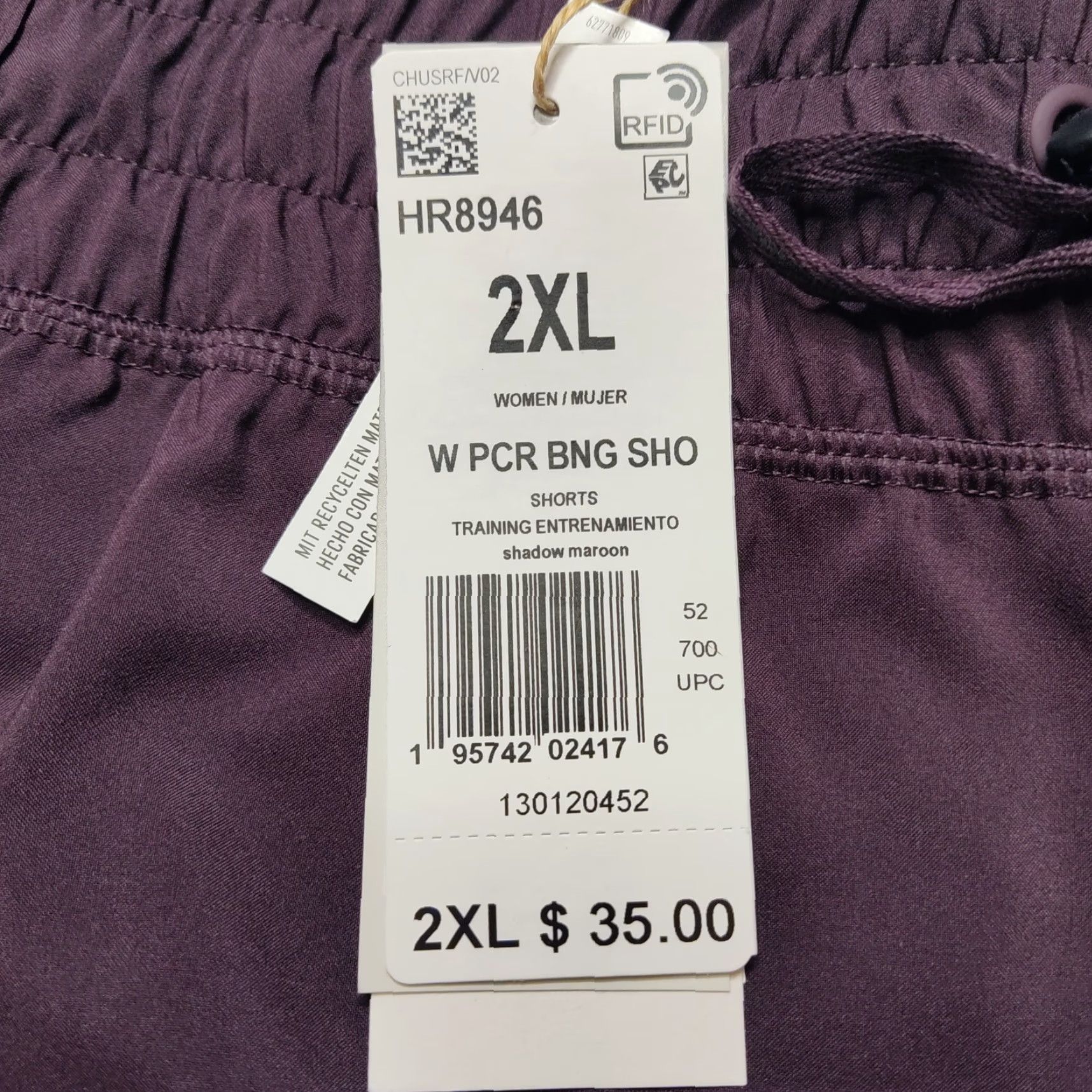 Adidas ADIDAS Aeroready Women 2XL Shadow Maroon Pace Bungee 4" Training Shorts NEW Size 40" / US 18 - 4 Thumbnail