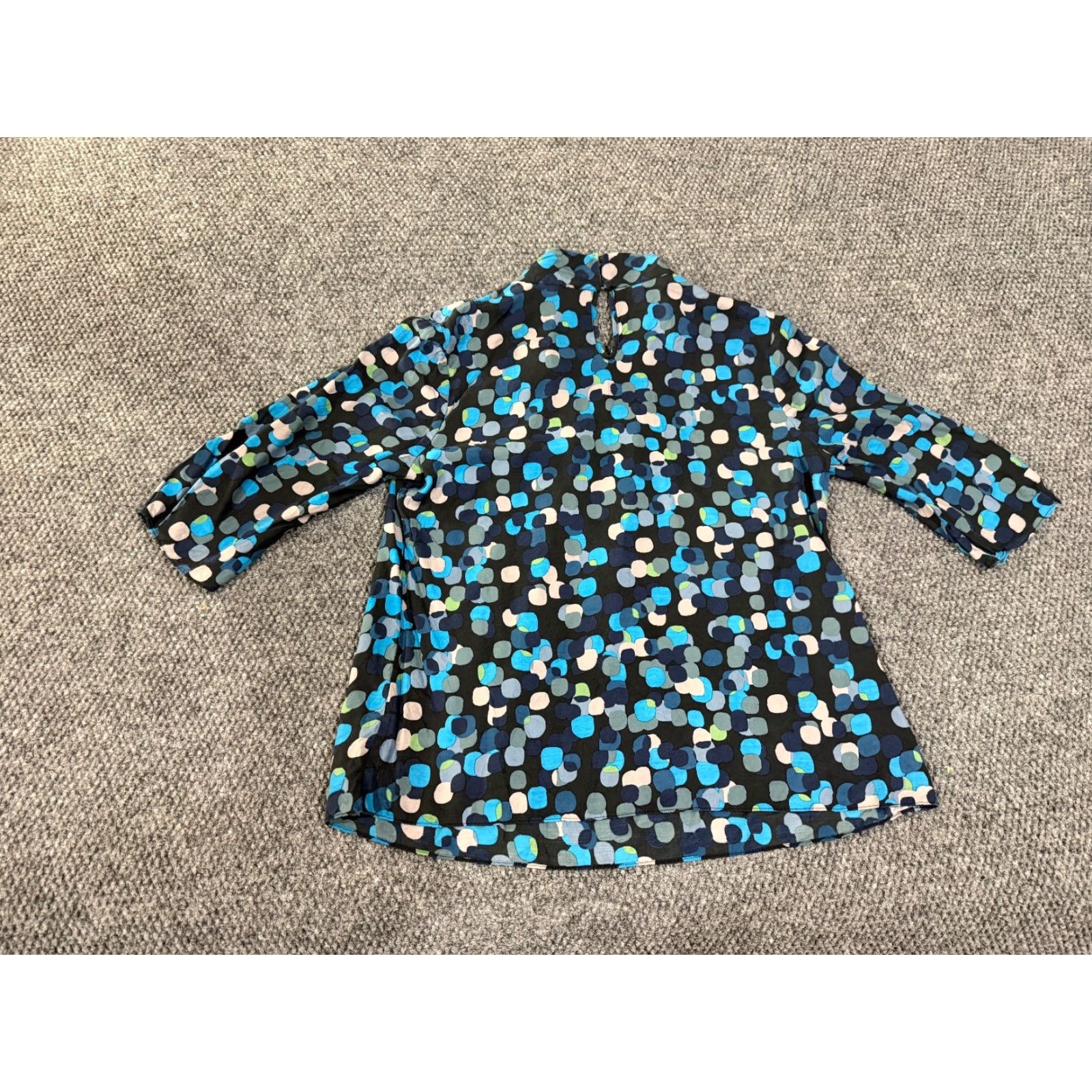 Boden Boden Blouse Women 12 Blue Green Polka Dot Long Sleeve Henley Tie Waist Pullover Regular Size XL / US 12-14 / IT 48-50 - 7 Thumbnail