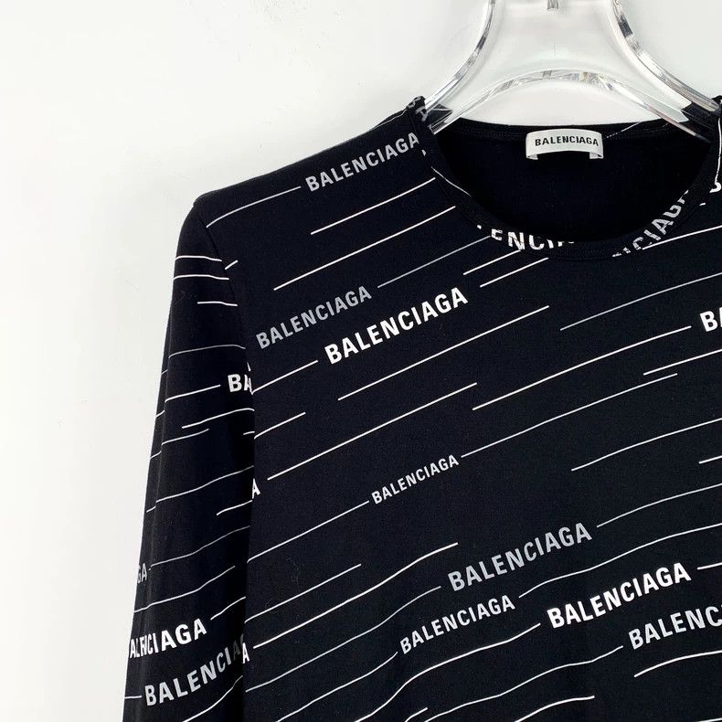 Balenciaga Balenciaga Black logo stretch line crew neck long-sleeve s Size US L / EU 52-54 / 3 - 3 Thumbnail