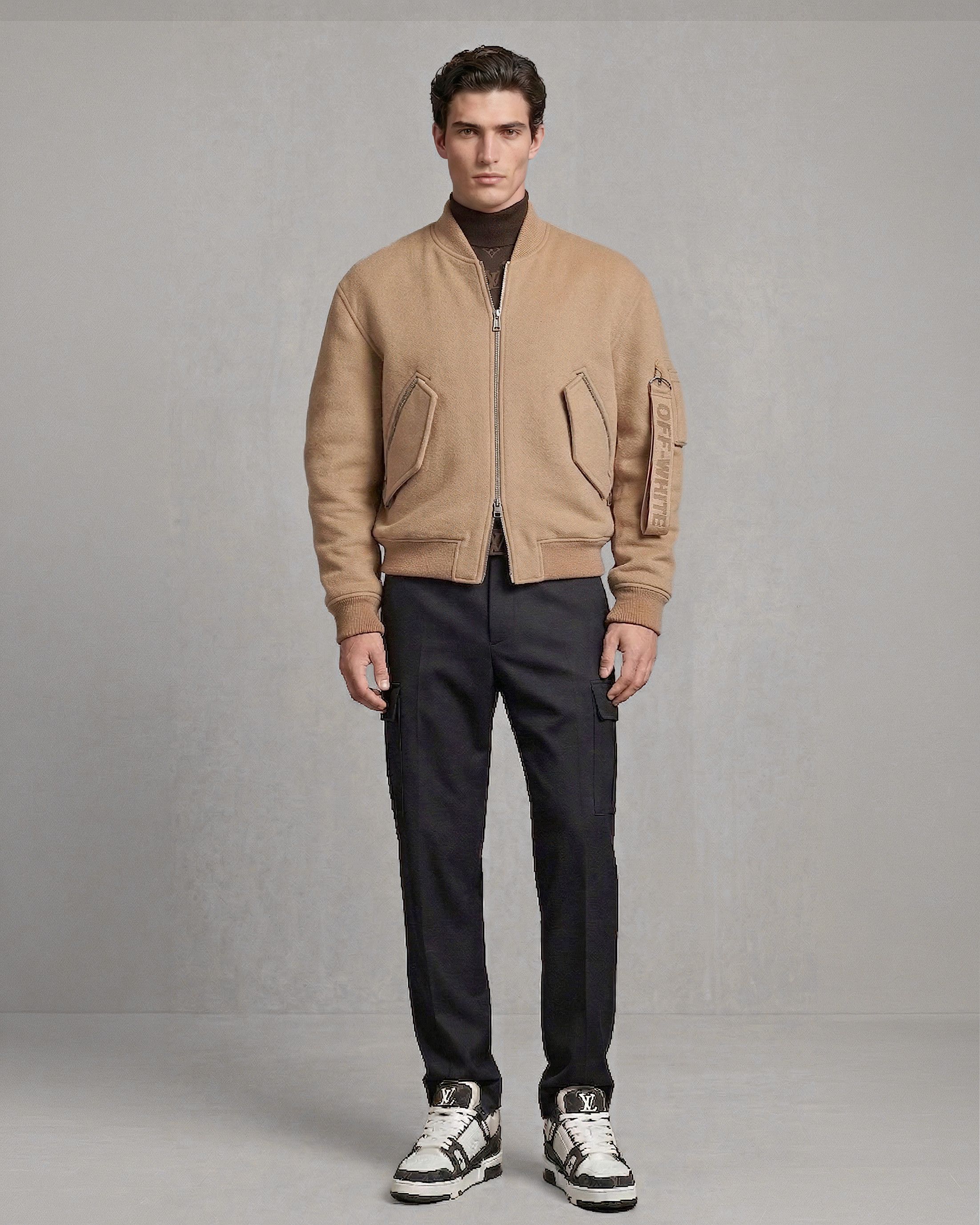 Off-White Retail $4000 Cashmere Bomber Sz. 50 EU. Camel Size US M / EU 48-50 / 2 - 2 Thumbnail