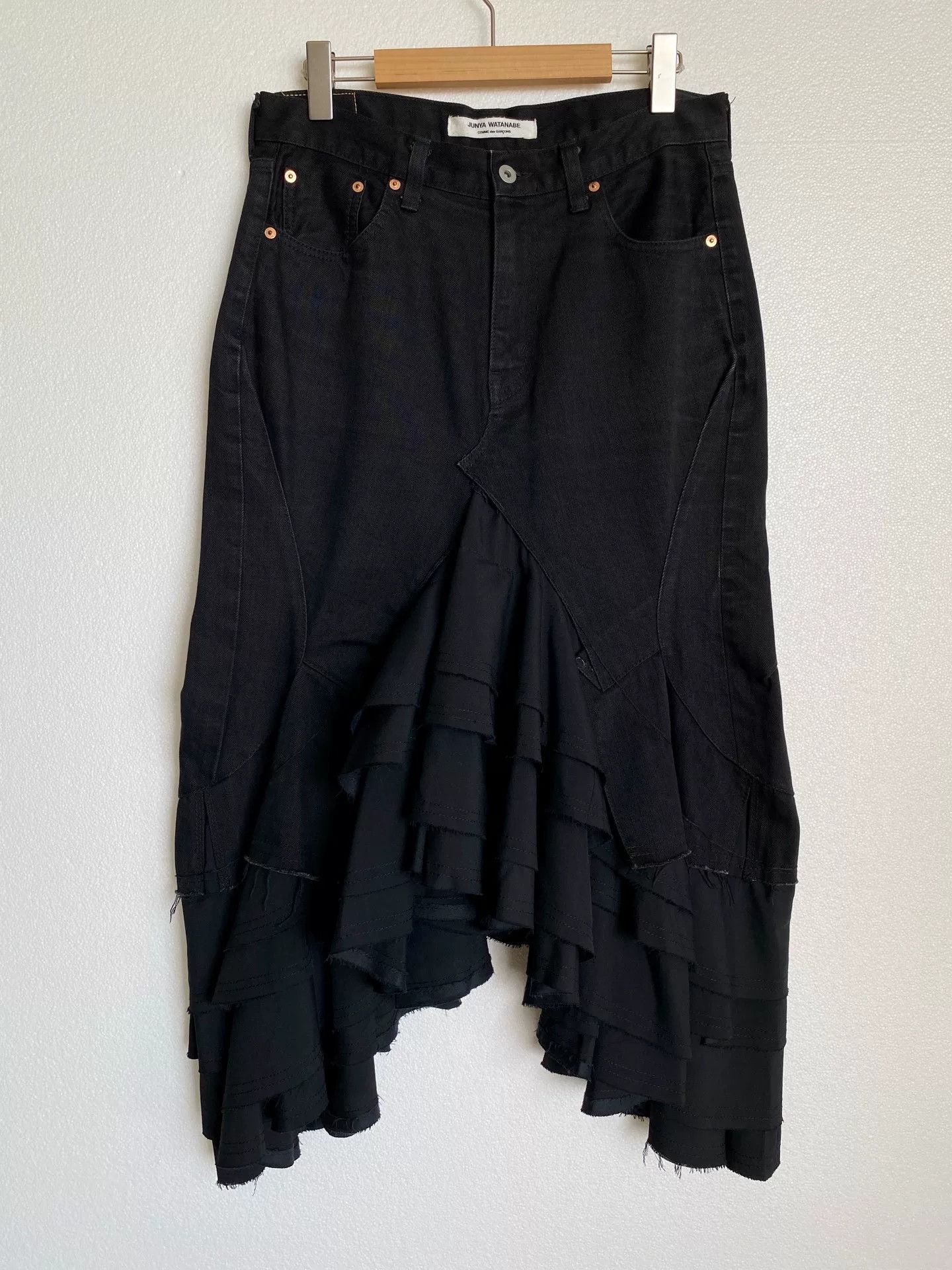 Junya Watanabe black deconstructed wool denim skirt Size 28" / US 6 / IT 42 - 1 Thumbnail