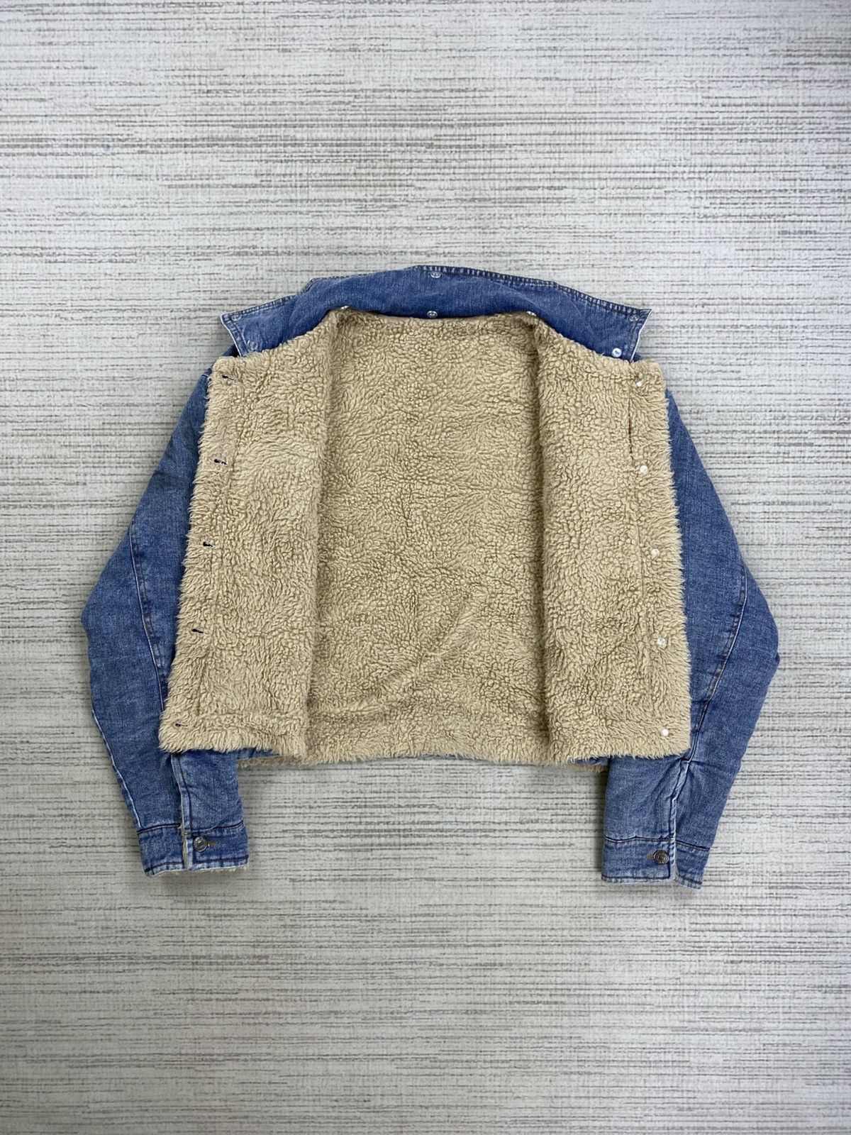 Japanese Brand × Vintage Vintage Sheson Breasted Cropped Sherpa Denim Jacket Size US M / EU 48-50 / 2 - 6 Thumbnail