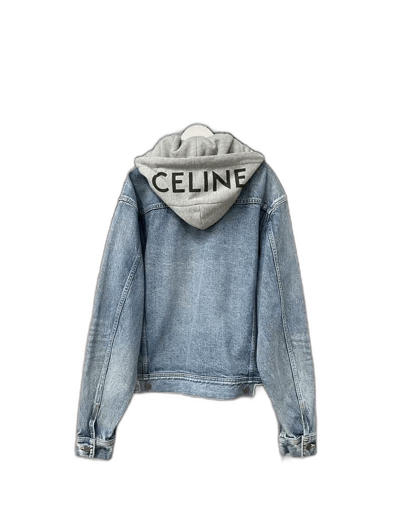 Celine Celine Denim Hoodie Jacket with Logo-yf Size US L / EU 52-54 / 3 - 1 Thumbnail