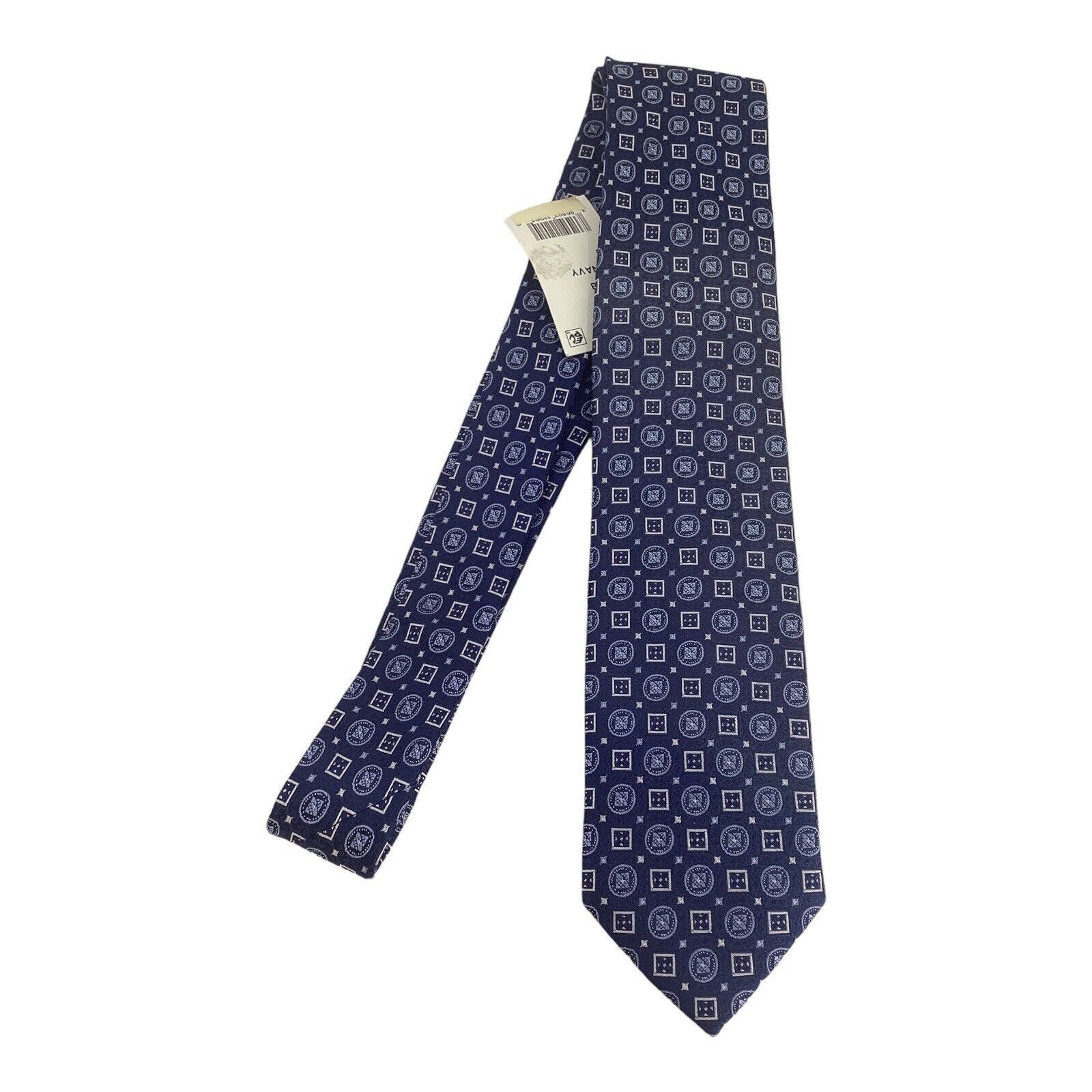 The Men's Store THE MENS STORE BLOOMINGDALES Blue Geometric Hand Made Silk T Size ONE SIZE - 4 Thumbnail