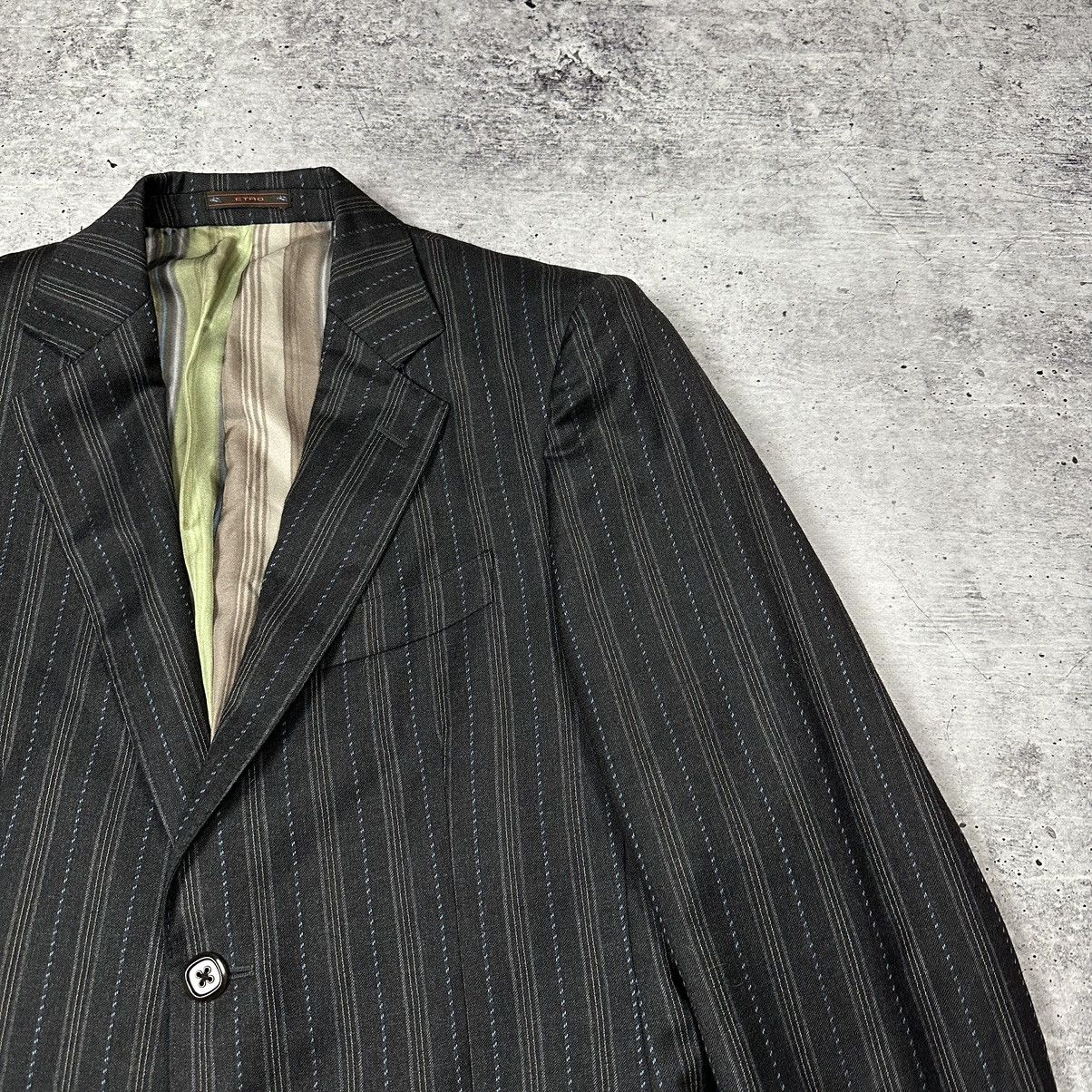 Designer × Etro Etro Milano Jacket Blazer Stripes Wool Lana Brown Men’s Size 48R - 3 Thumbnail