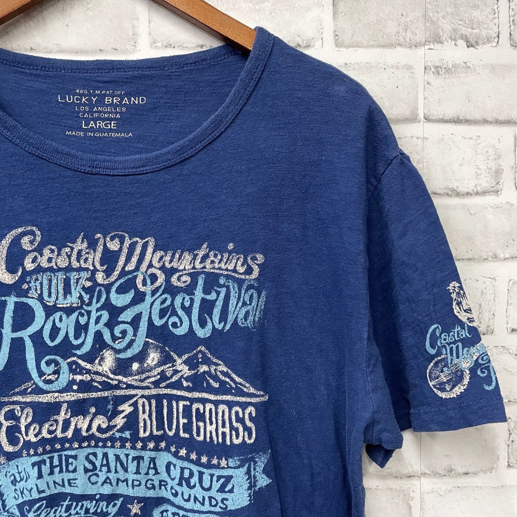 Lucky Brand LUCKY BRAND Santa Cruz Graphic Tee Men's T-Shirt Adult Large Blue Cotton Size US L / EU 52-54 / 3 - 2 Thumbnail