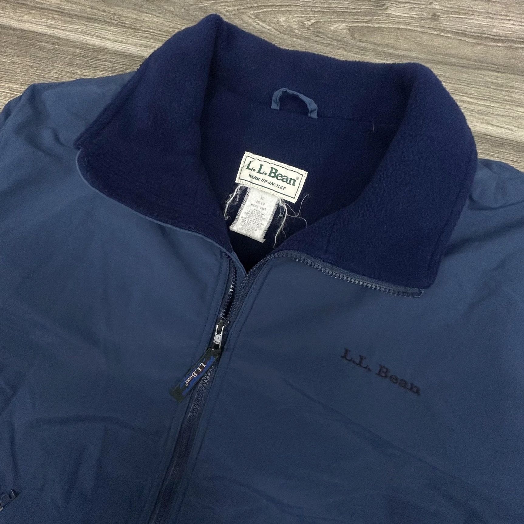 Vintage VINTAGE L.L. Bean Warm-Up Jacket Mens XLT Blue Nylon Fleece Lined Bomber 90s Size US XL / EU 56 / 4 - 3 Thumbnail
