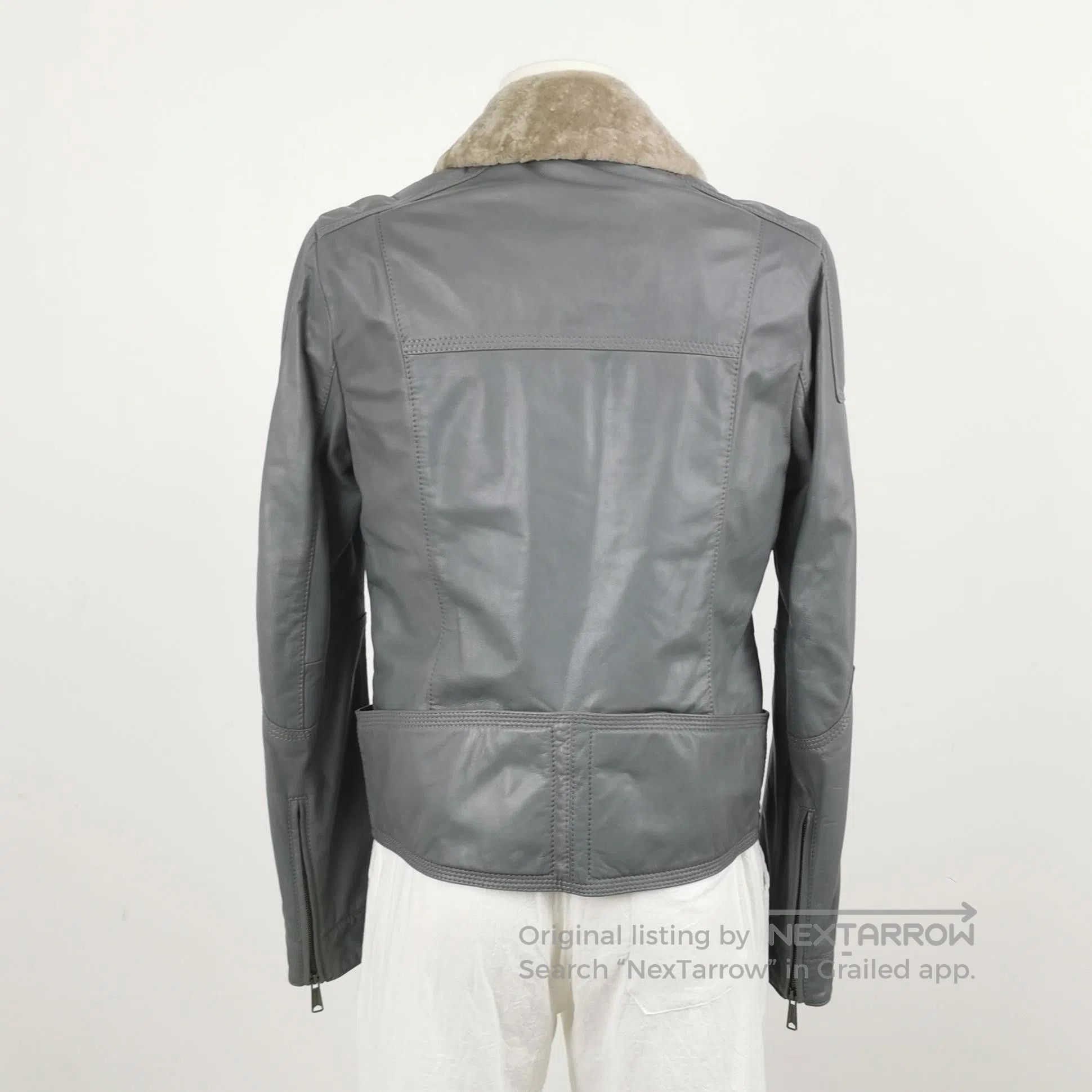 Balenciaga Balenciaga Gray Leather Jacket Fur Collar M. Size US M / EU 48-50 / 2 - 1 Thumbnail