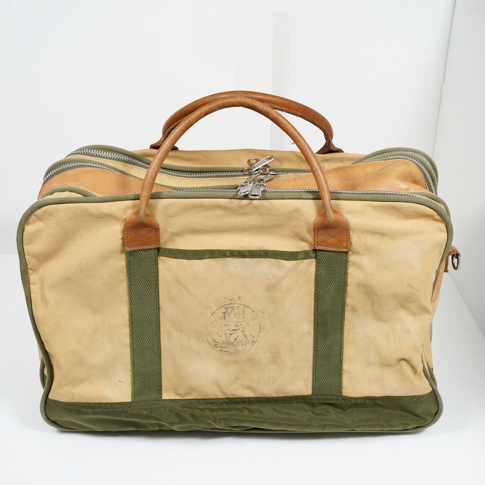 J.W. Hulme Co. VTG J.W. Hulme Co Canvas Leather Duffel Bag #4 Lenzip USA Size ONE SIZE - 11 Thumbnail