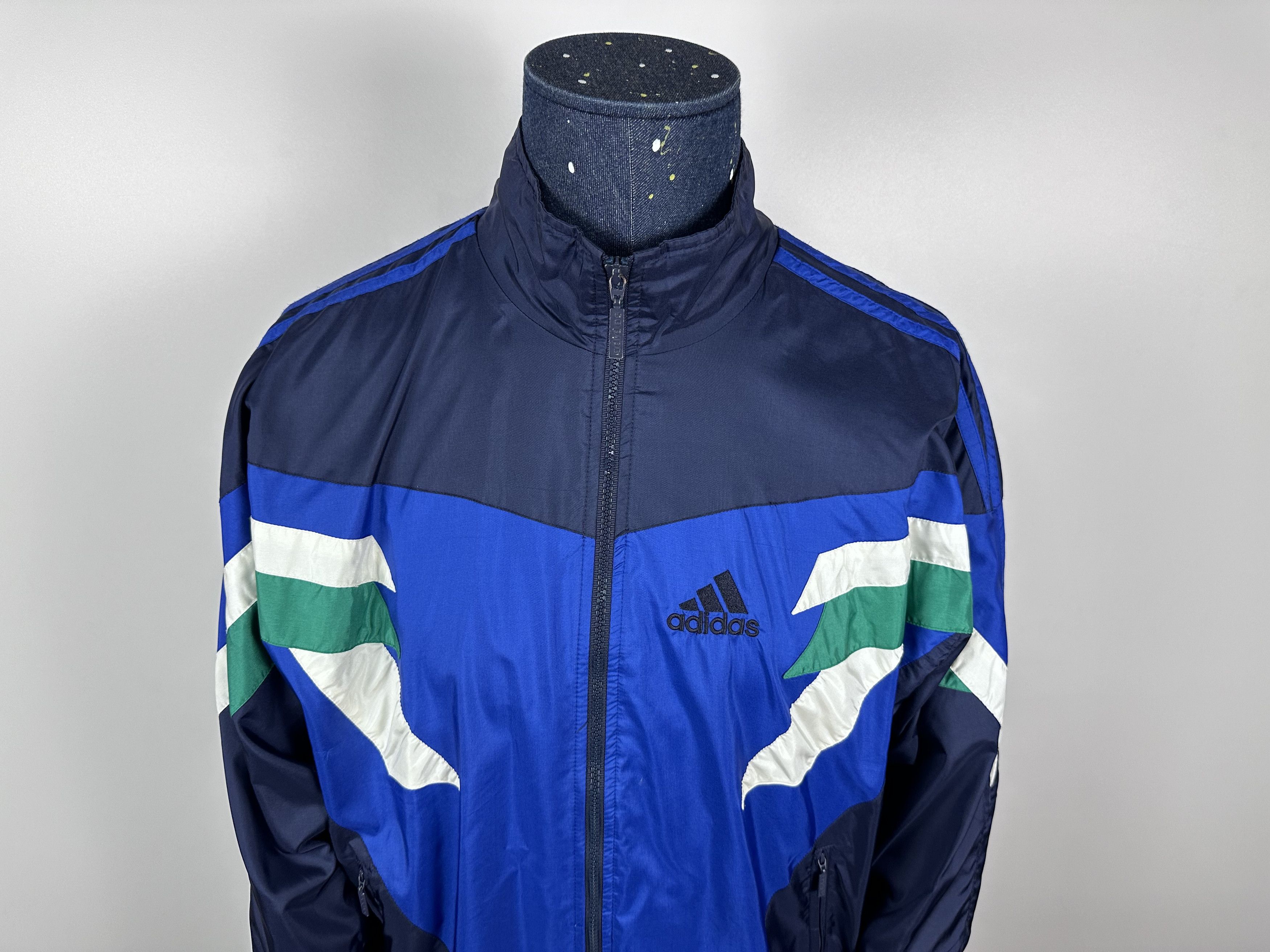 Adidas × Vintage Adidas Vintage 90s Blue Green Nylon Track Top Jacket Size M Size US M / EU 48-50 / 2 - 4 Thumbnail