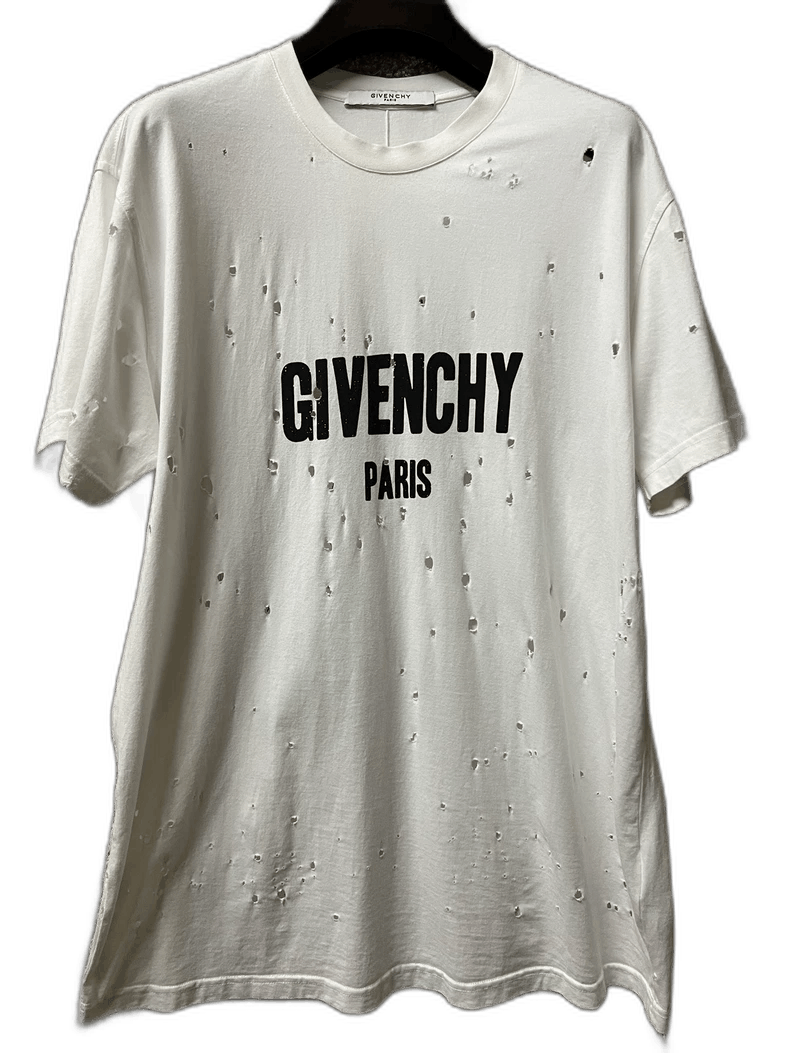 Givenchy Givenchy Paris Distressed White T-Shirt Size US XXS / EU 40 - 1 Thumbnail
