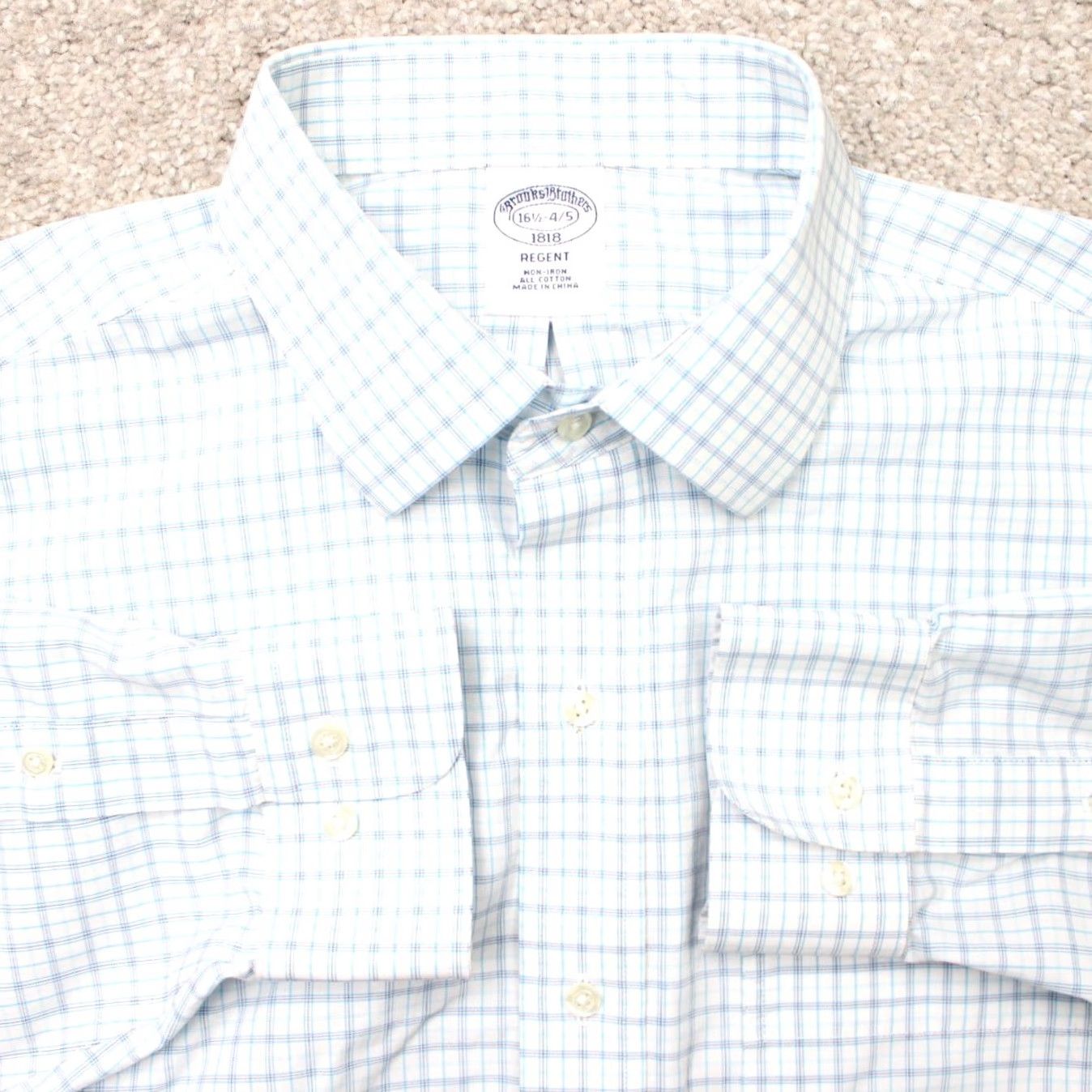 Brooks Brothers Brooks Brothers Shirt Mens 16 1/2 4/5 Blue White Regent Fit Non-Iron Cotton L/S Dress Shirt Mens Regular Blue White Pattern Check Classic 90s? Size US XL / EU 56 / 4 - 2 Thumbnail