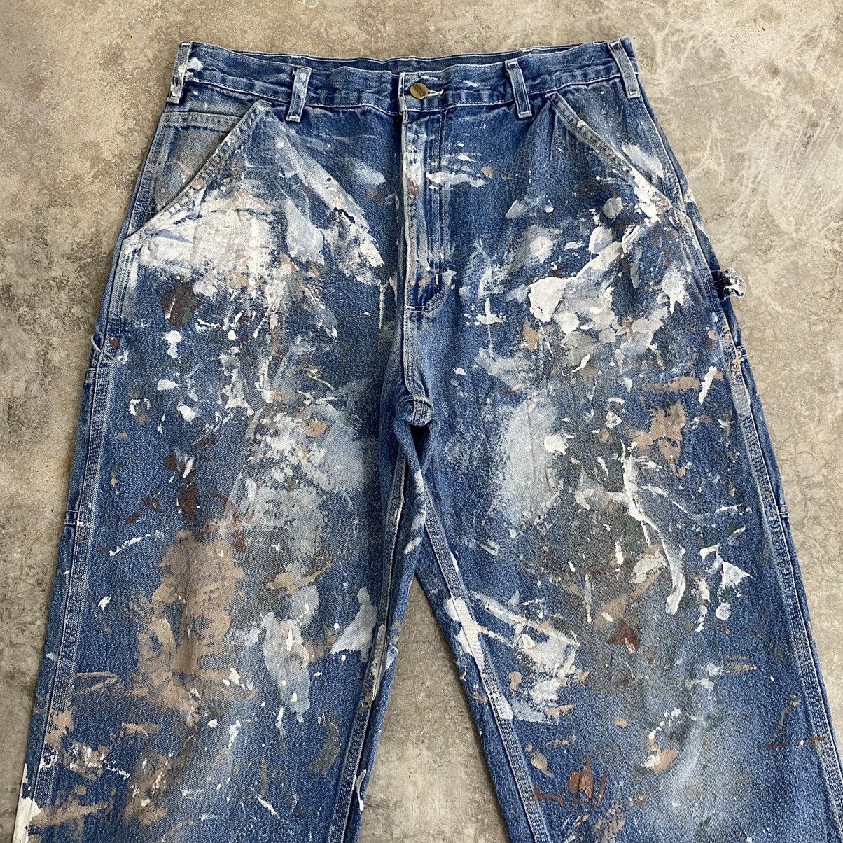 Carhartt Vintage Carhartt Faded Blue Splatter Painter Denim Jeans Size US 34 / EU 50 - 4 Thumbnail